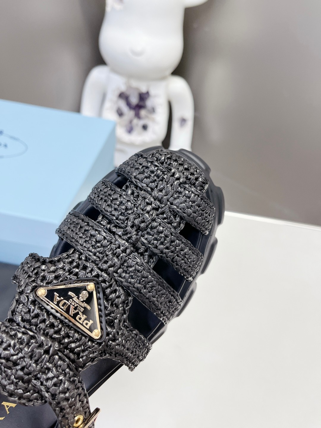 Prada Zigzag Roman Weave Chunky Heeled Sandals