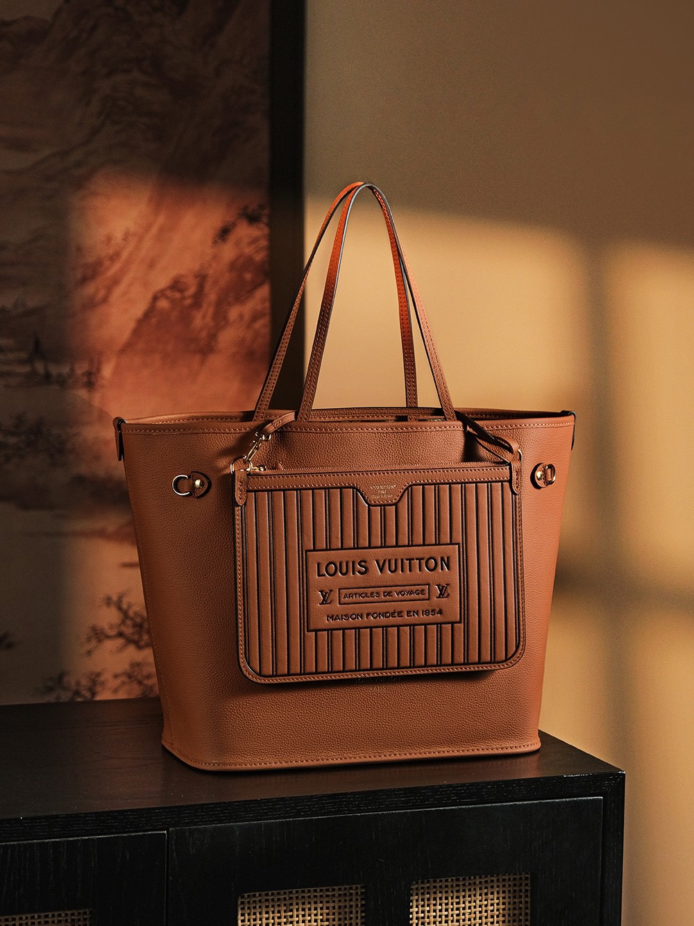 NEVER FULL Chip Embossed Diamond Pattern Single-Shoulder Tote Bag