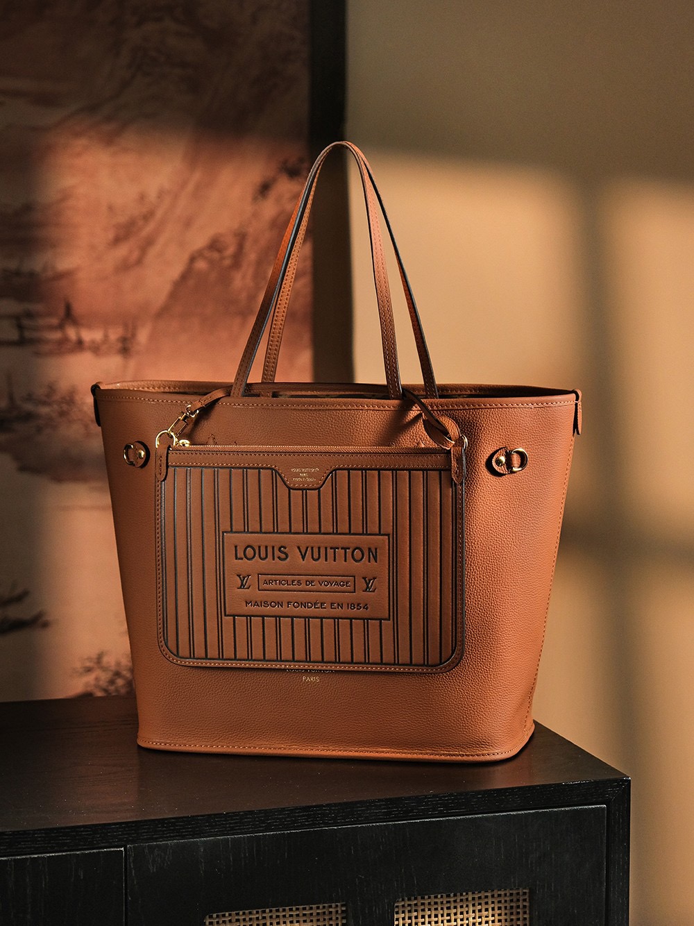 NEVER FULL Chip Embossed Diamond Pattern Single-Shoulder Tote Bag