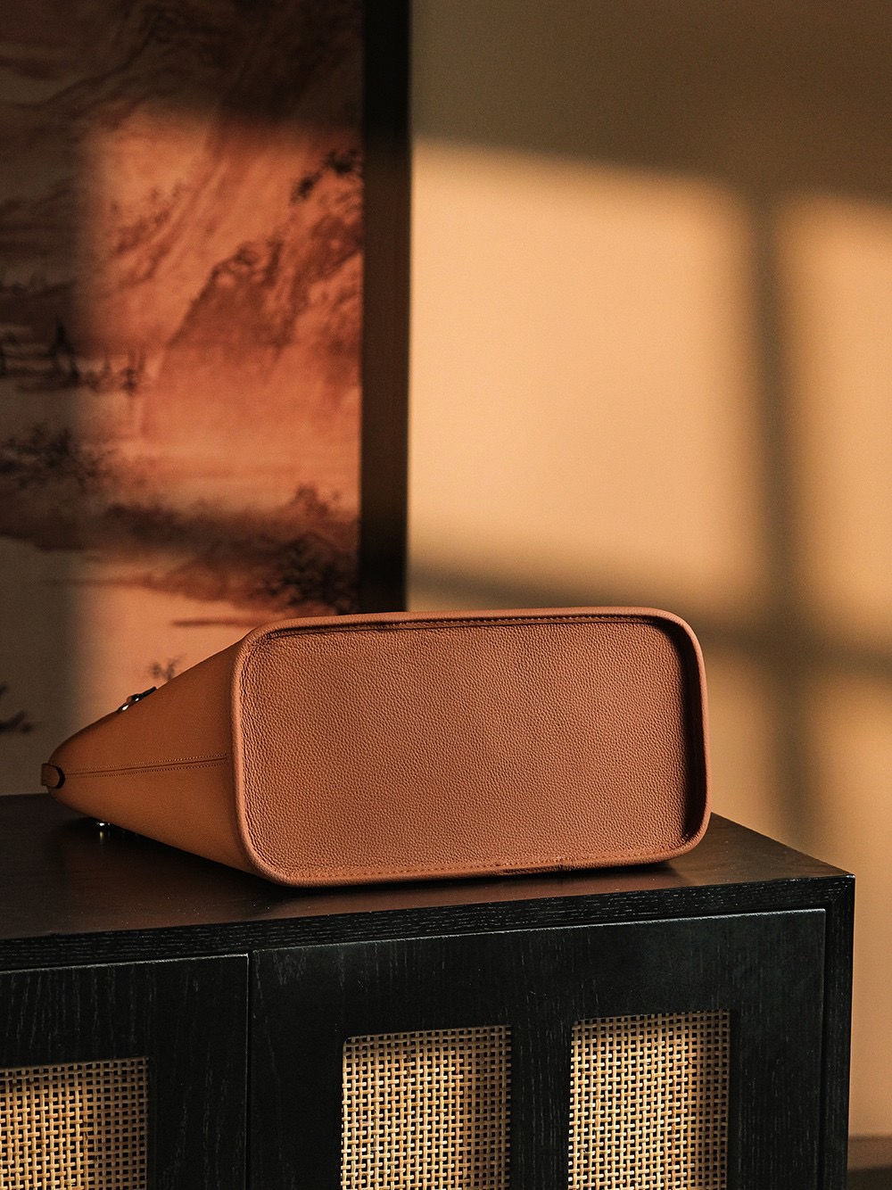 NEVER FULL Chip Embossed Diamond Pattern Single-Shoulder Tote Bag