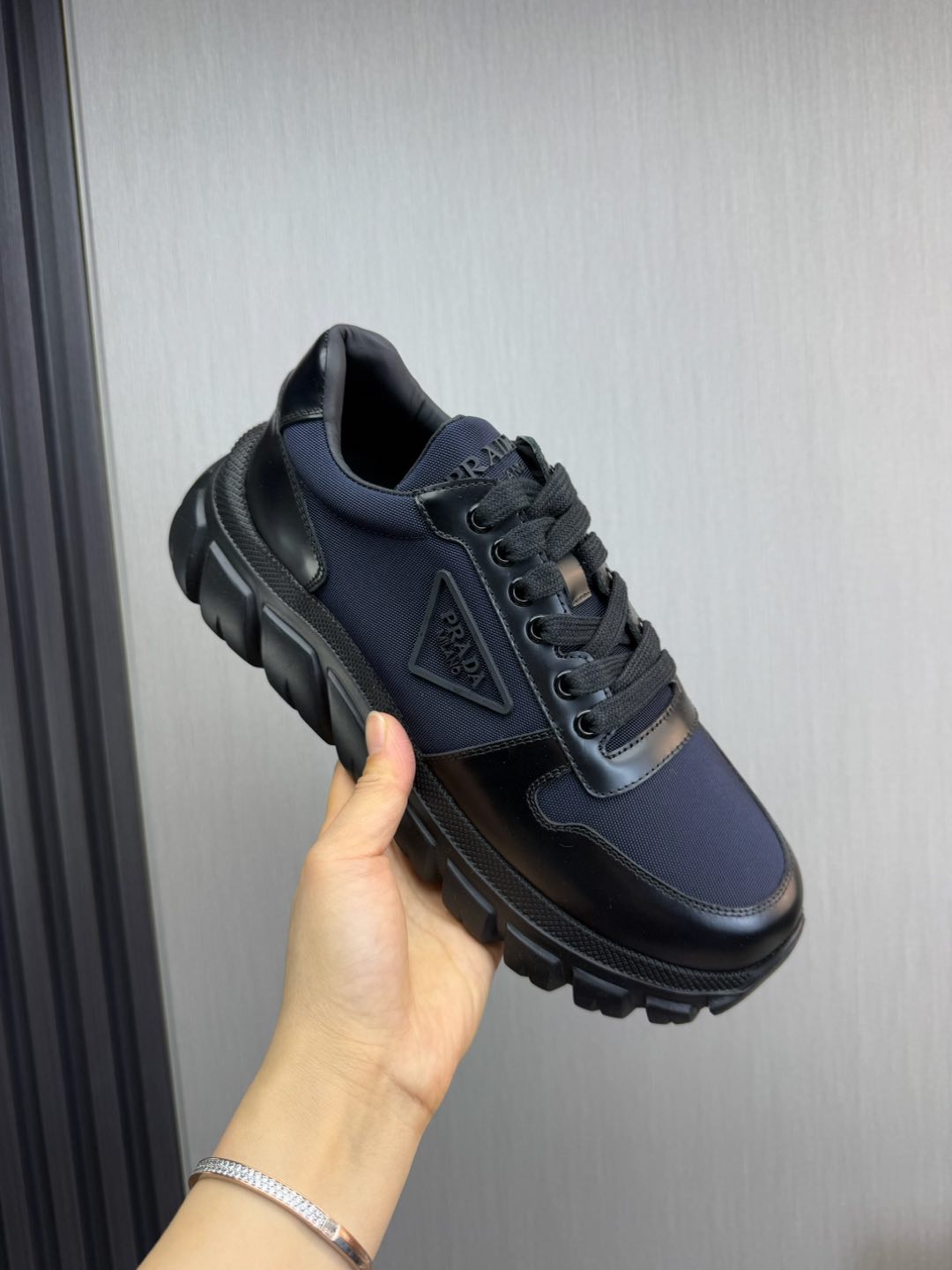 Prada Leather and Mesh Sneakers