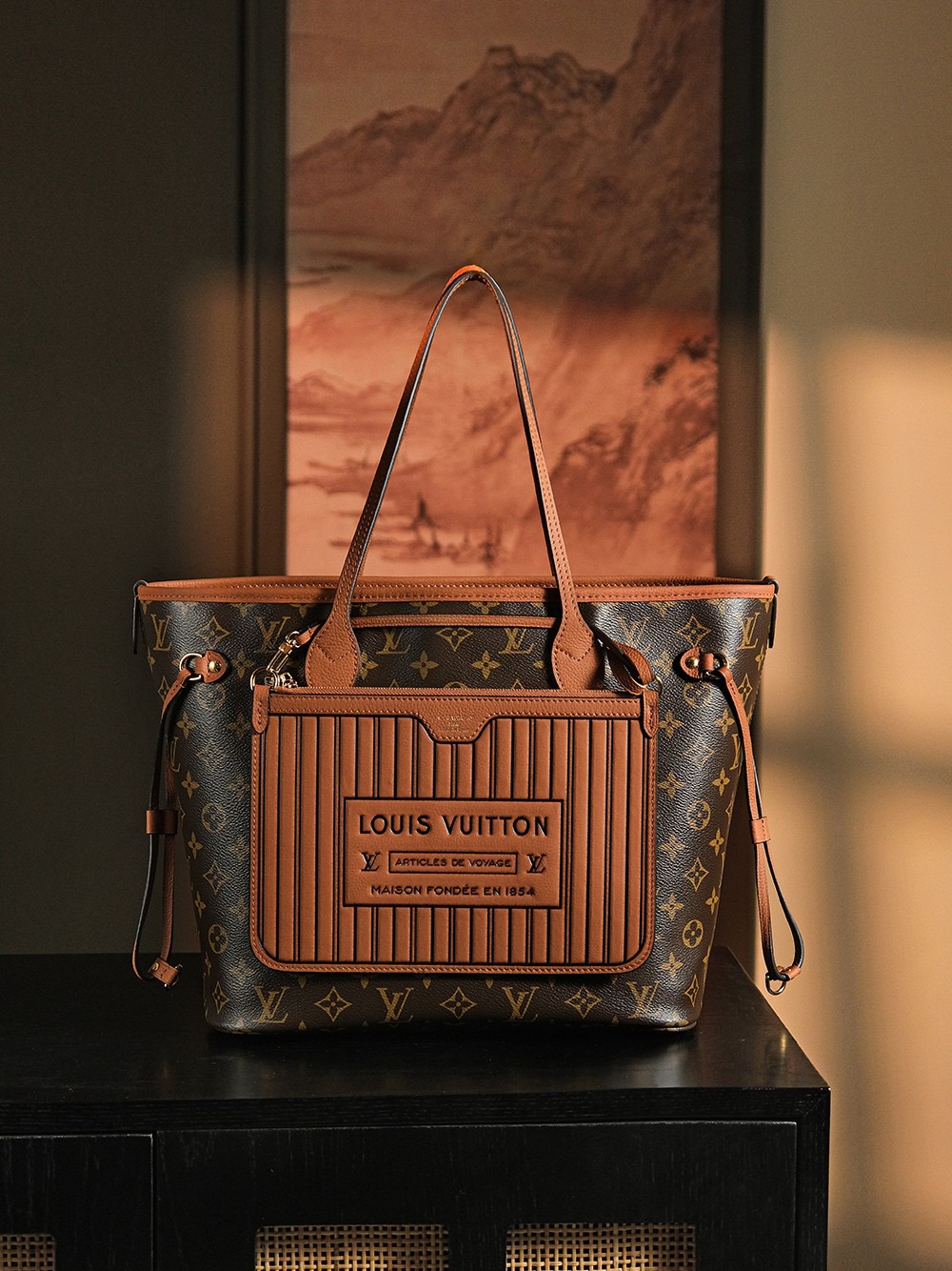 NEVER FULL Chip Embossed Diamond Pattern Single-Shoulder Tote Bag