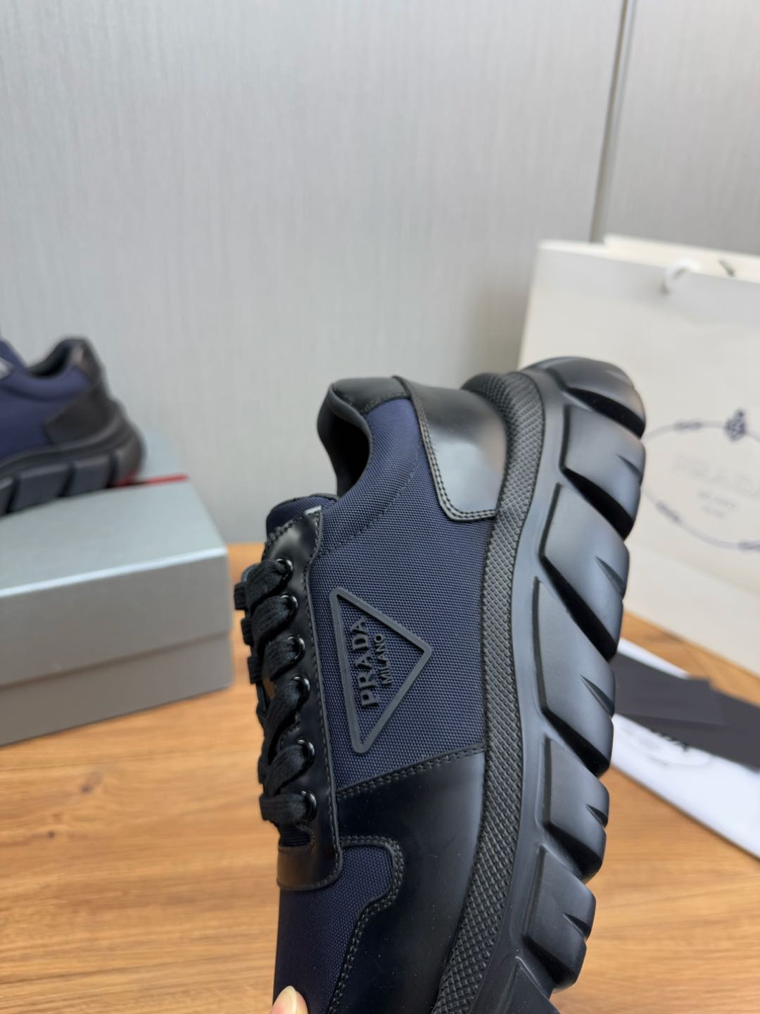Prada Leather and Mesh Sneakers