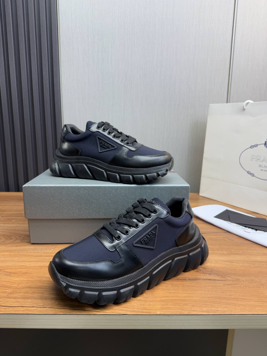 Prada Leather and Mesh Sneakers