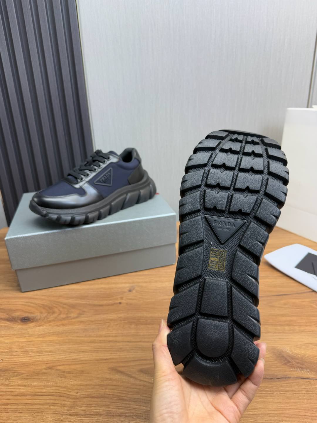 Prada Leather and Mesh Sneakers