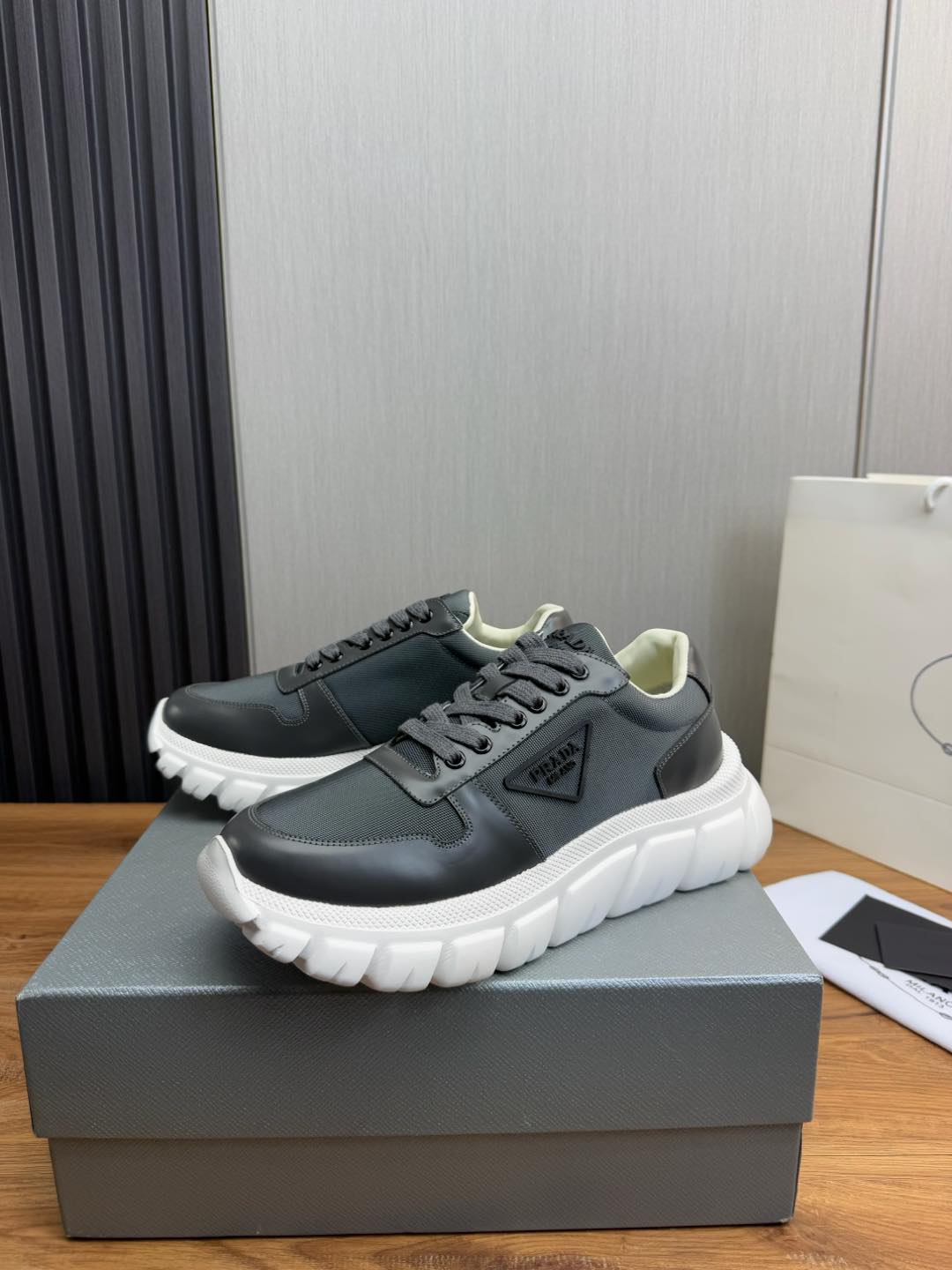 Prada Leather and Mesh Sneakers