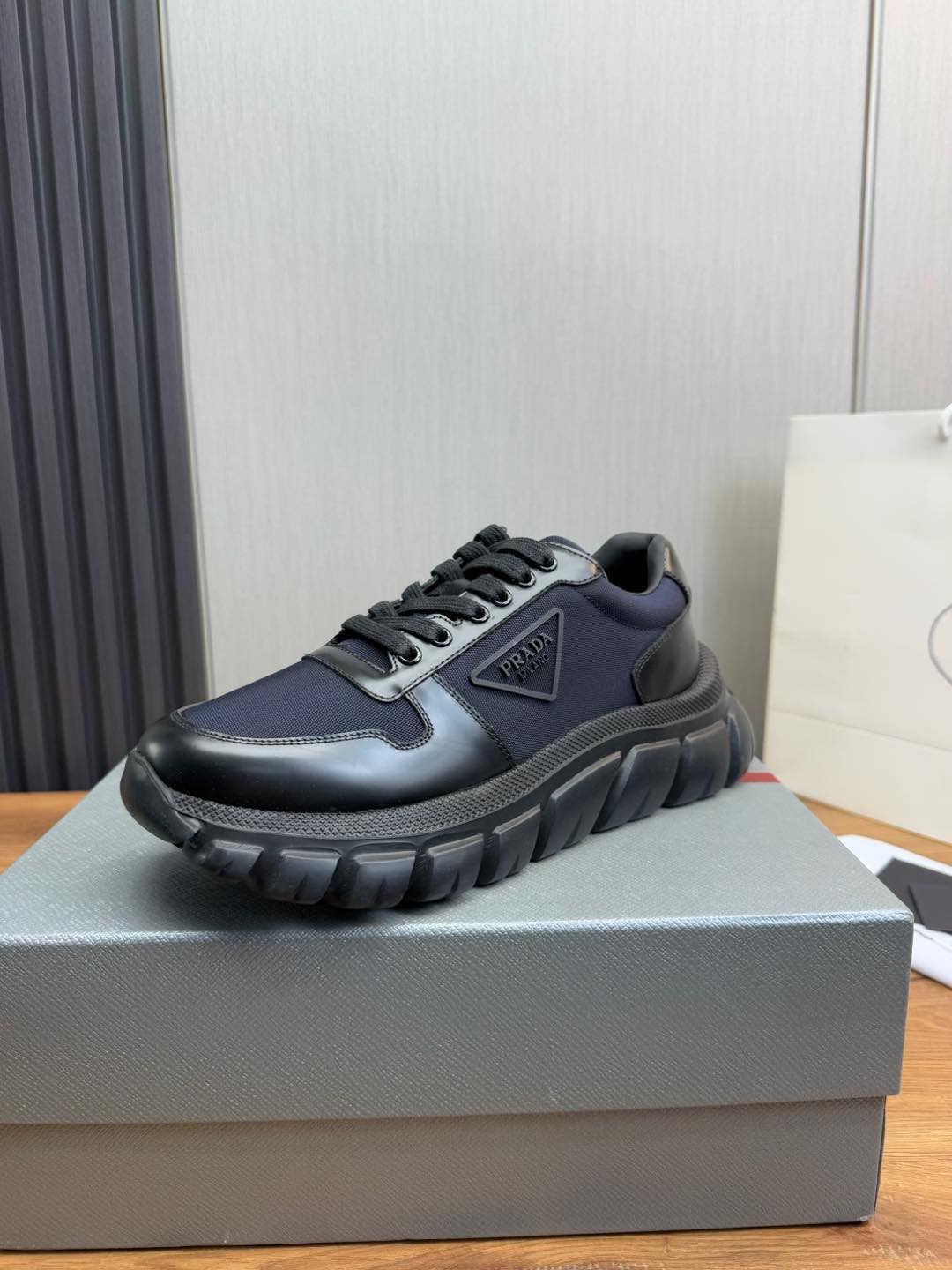 Prada Leather and Mesh Sneakers