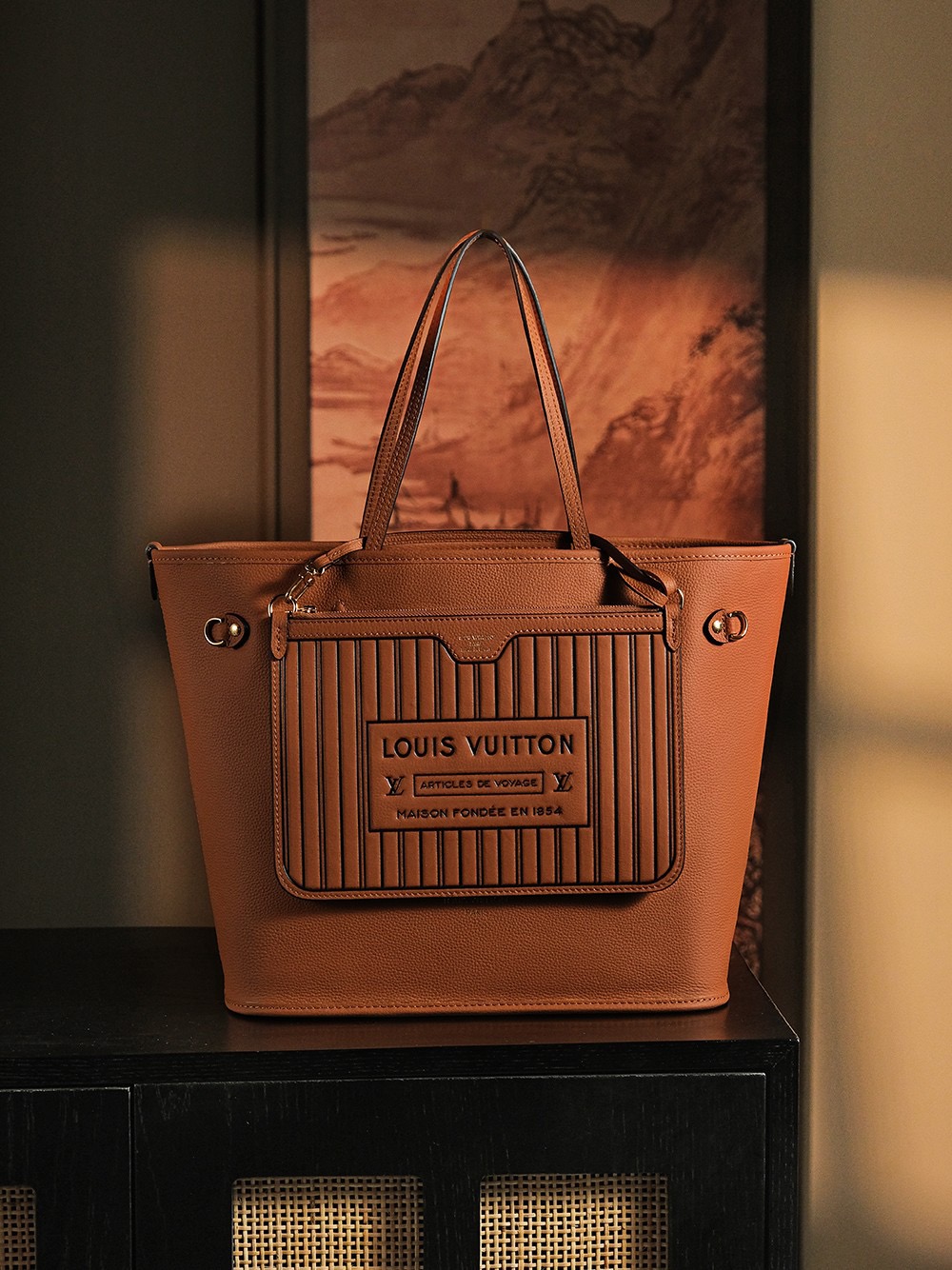 NEVER FULL Chip Embossed Diamond Pattern Single-Shoulder Tote Bag