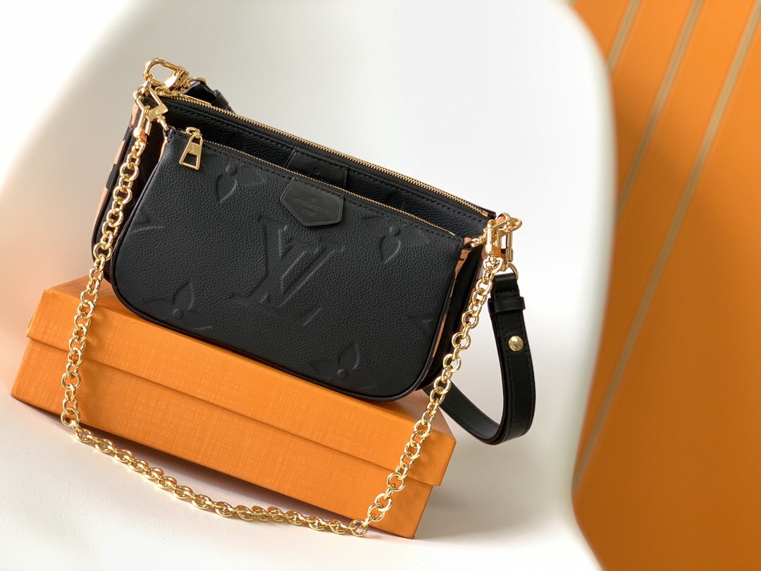 LV Printed Leather Chain Bag