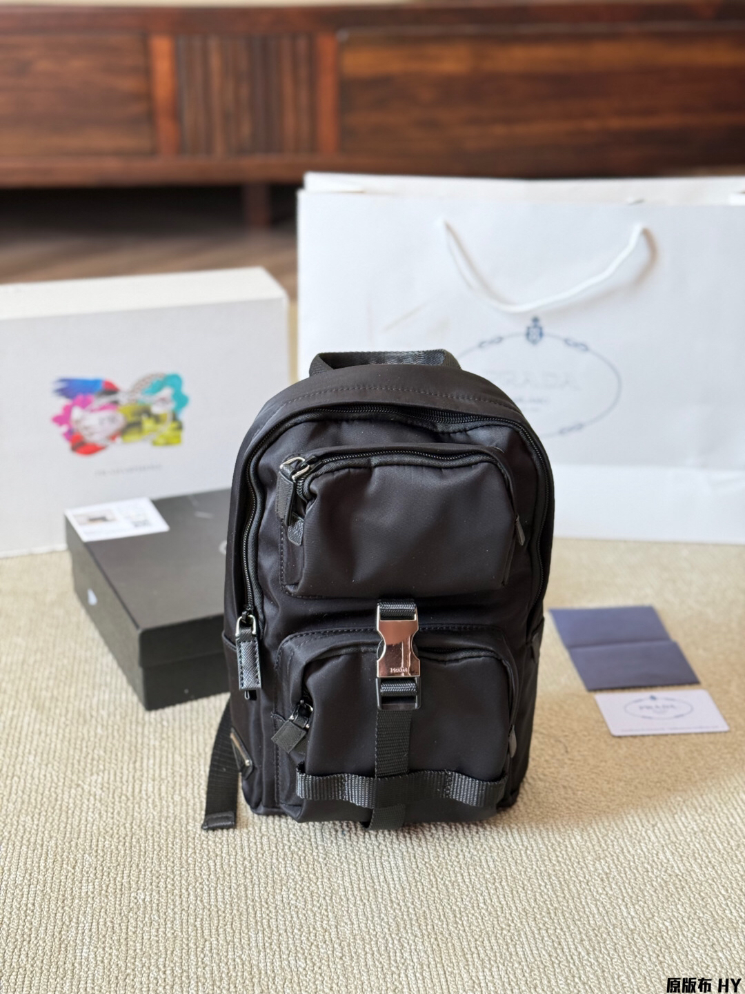 Prada Recycled Nylon Buckle-Closure Backpack