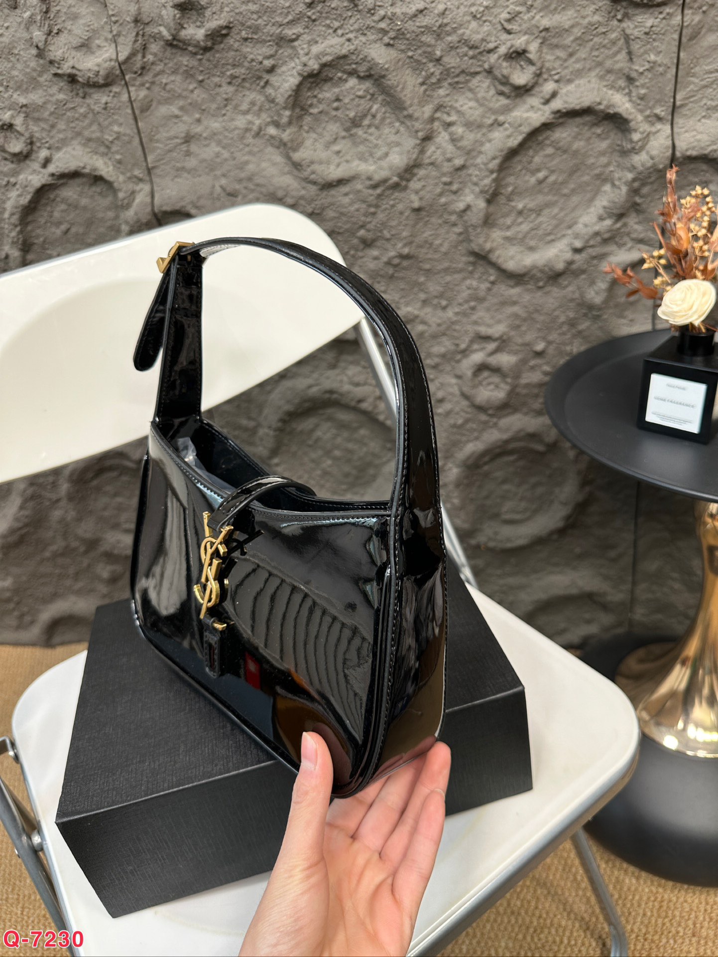 Saint Laurent Hobo Patent Leather Underarm Bag