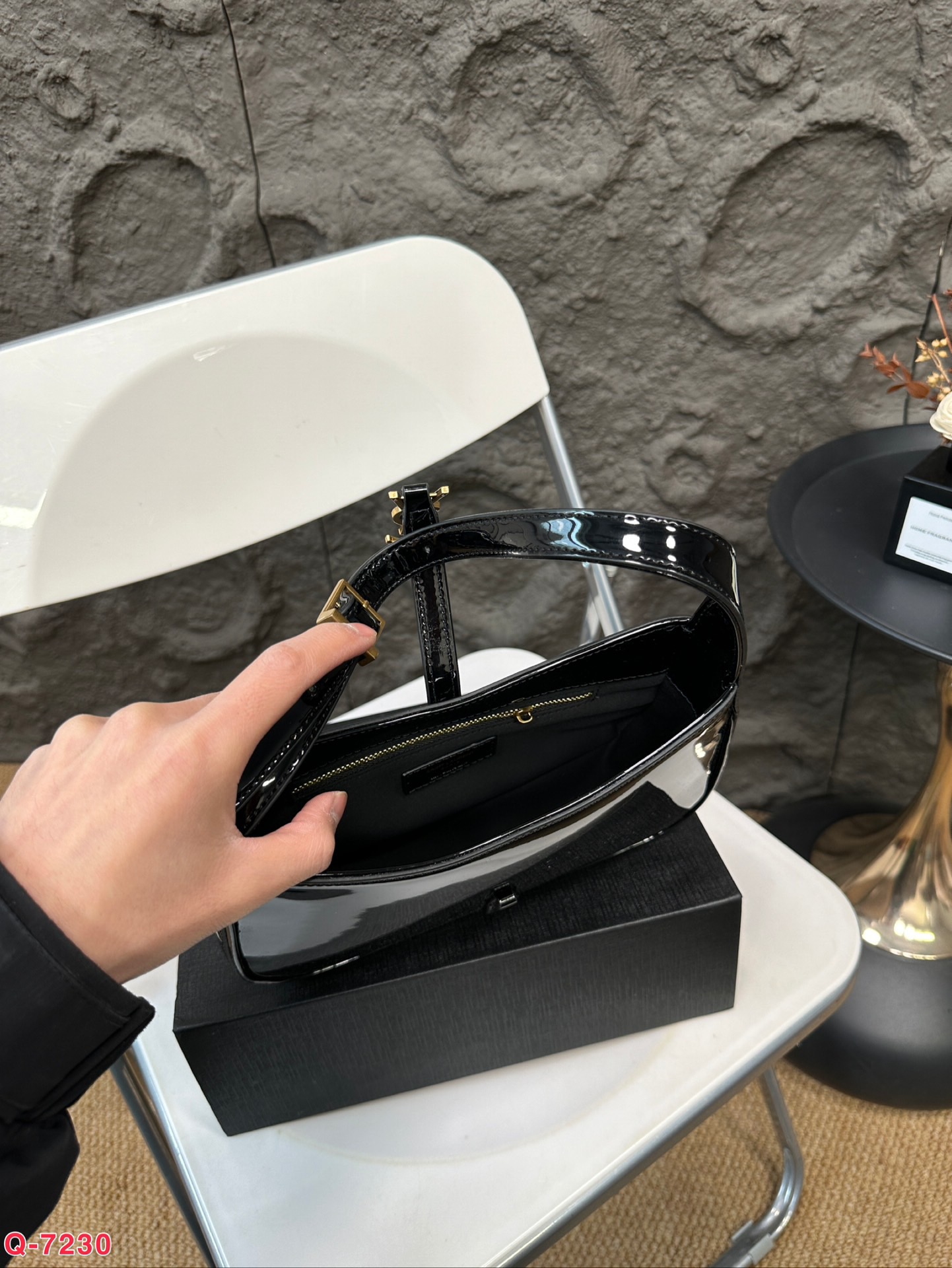 Saint Laurent Hobo Patent Leather Underarm Bag