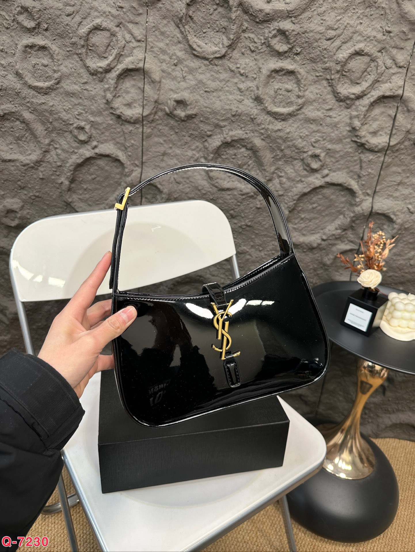 Saint Laurent Hobo Patent Leather Underarm Bag