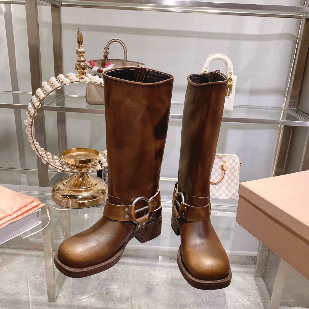 Miu Miu Limited Edition Vintage Cowhide Martin Boots