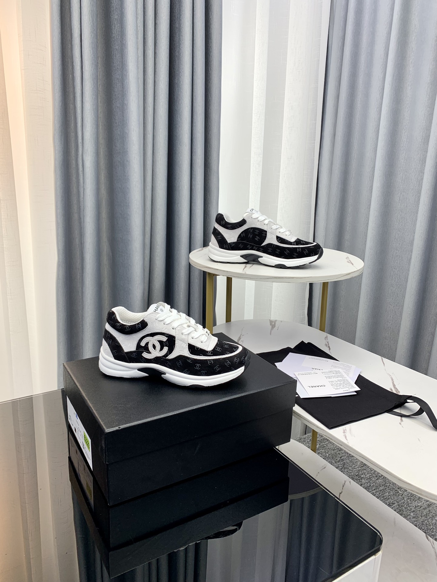 Chanel Color-Blocked Chunky Sole Sneakers