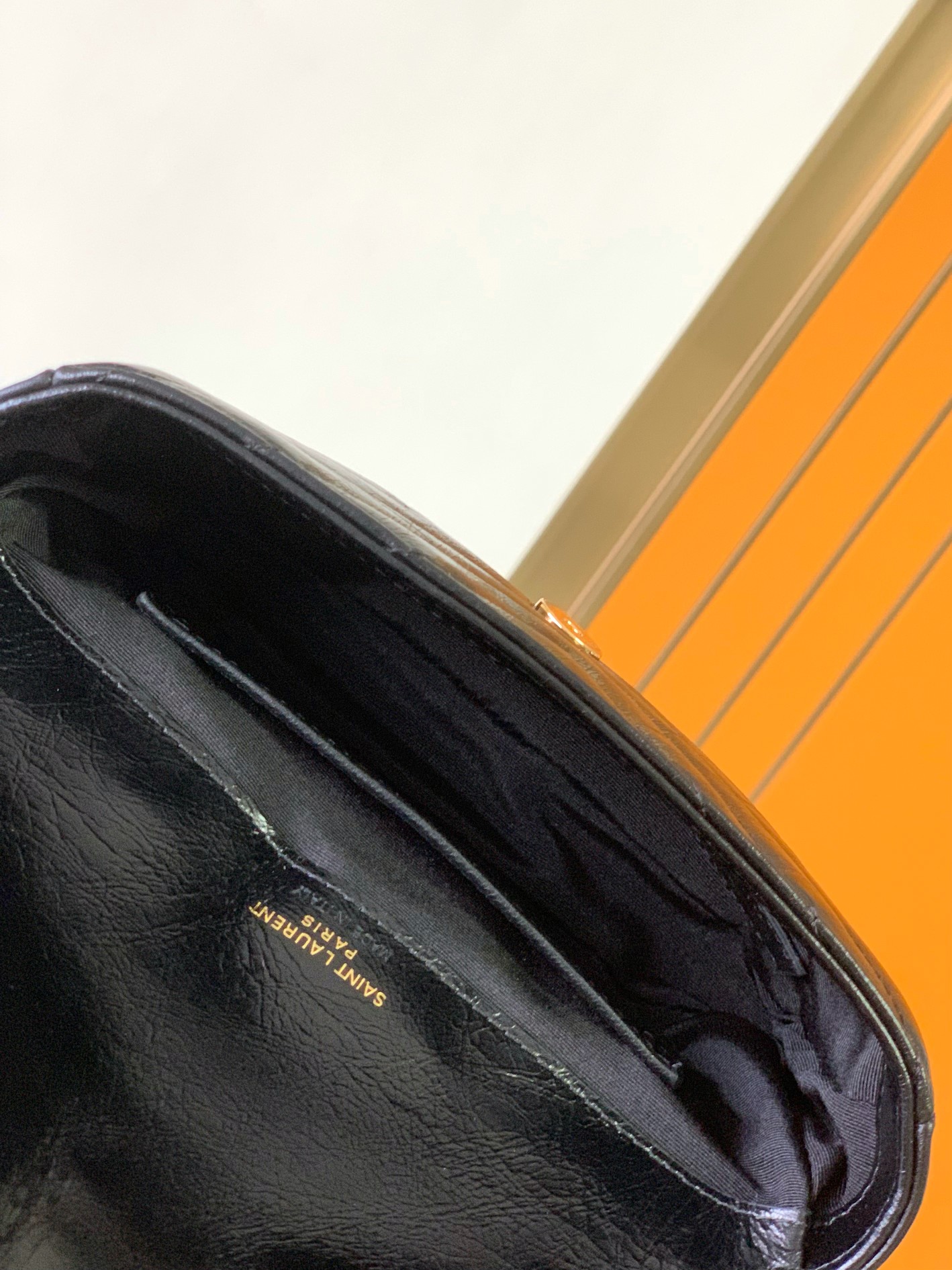 Saint Laurent College Shiny Leather Courier Bag