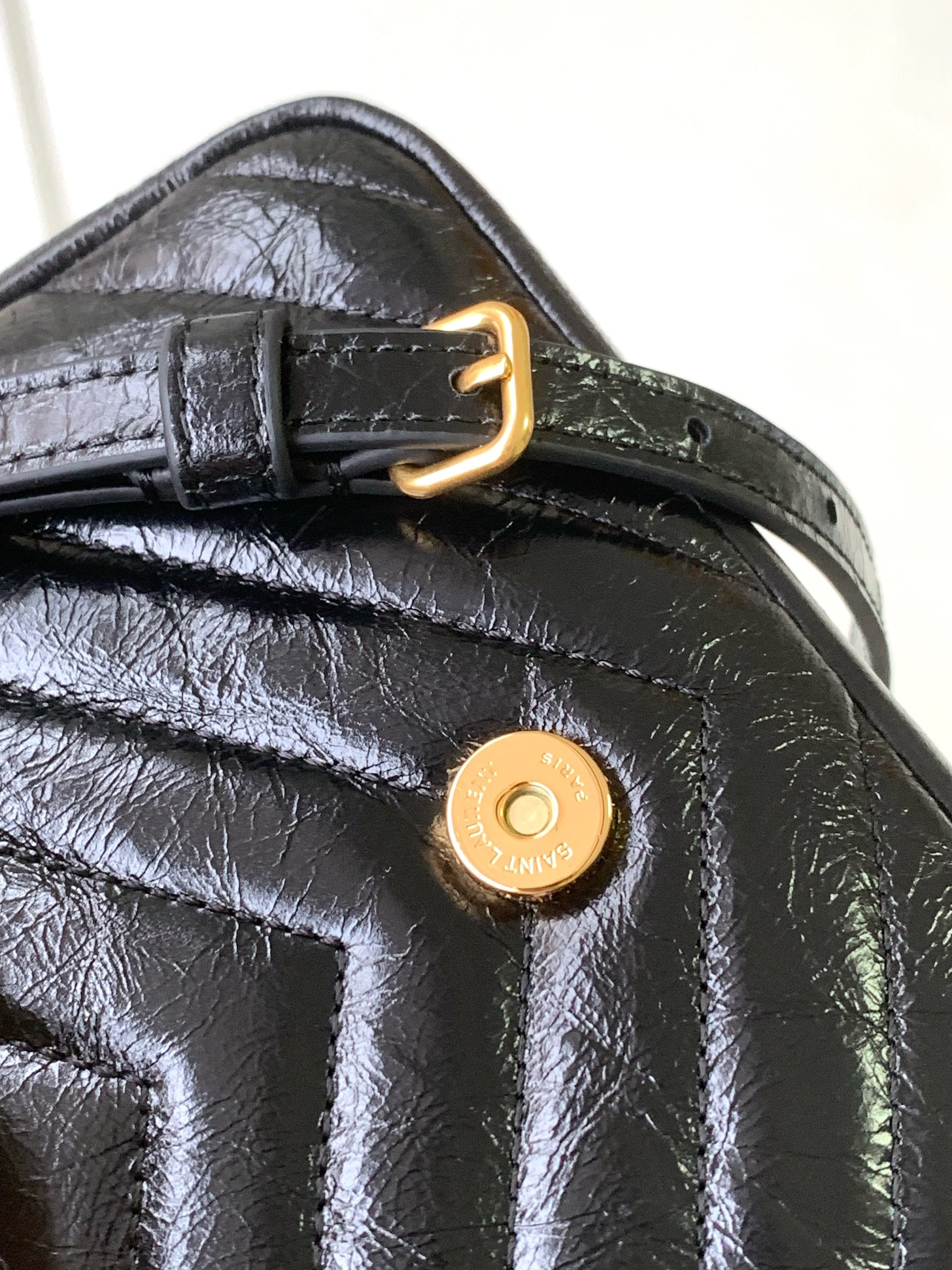 Saint Laurent College Shiny Leather Courier Bag