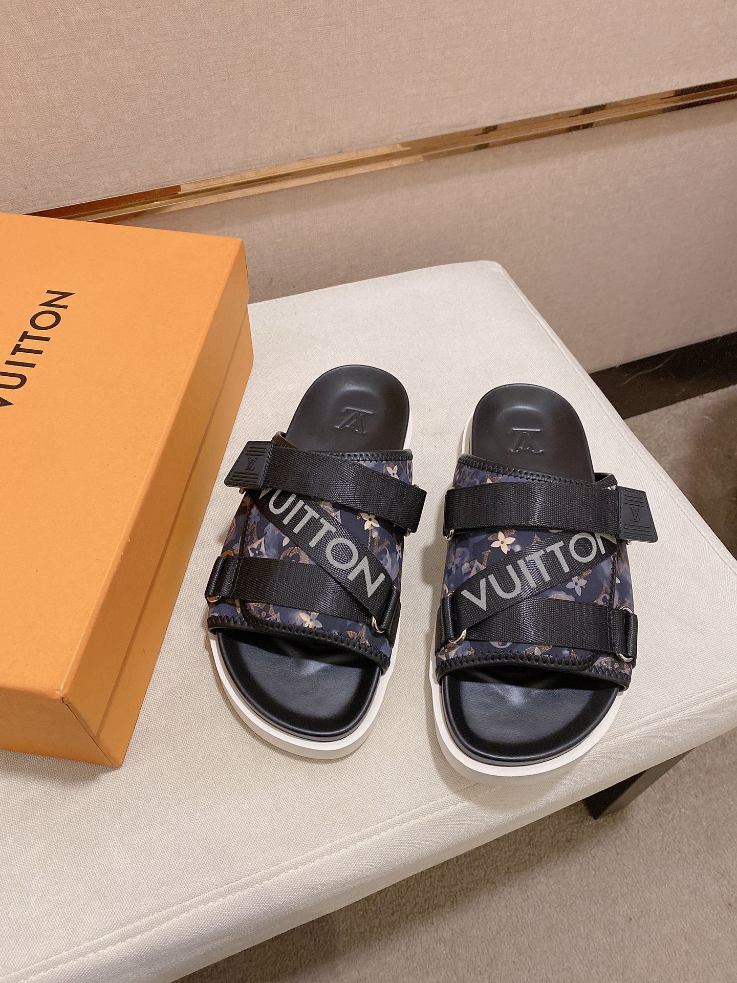 LV Louis Vuitton Creative Monogram Slide Sandals