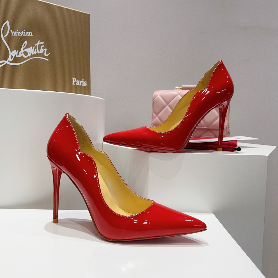 Christian Louboutin Patent Leather Wave Pattern Stilettos
