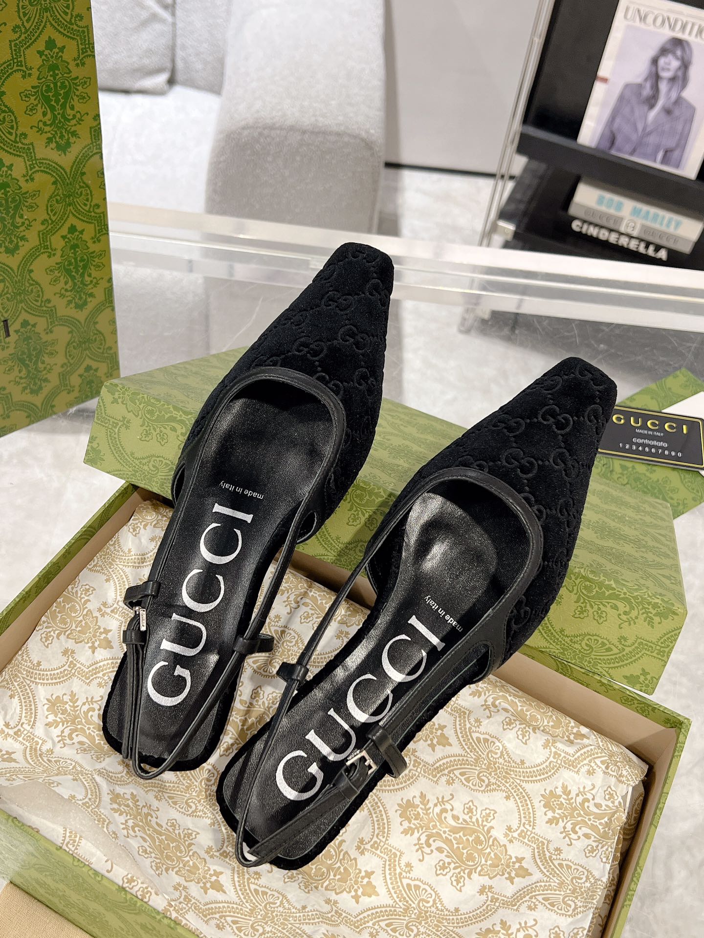 Gucci Velvet Back-Laced Sandals