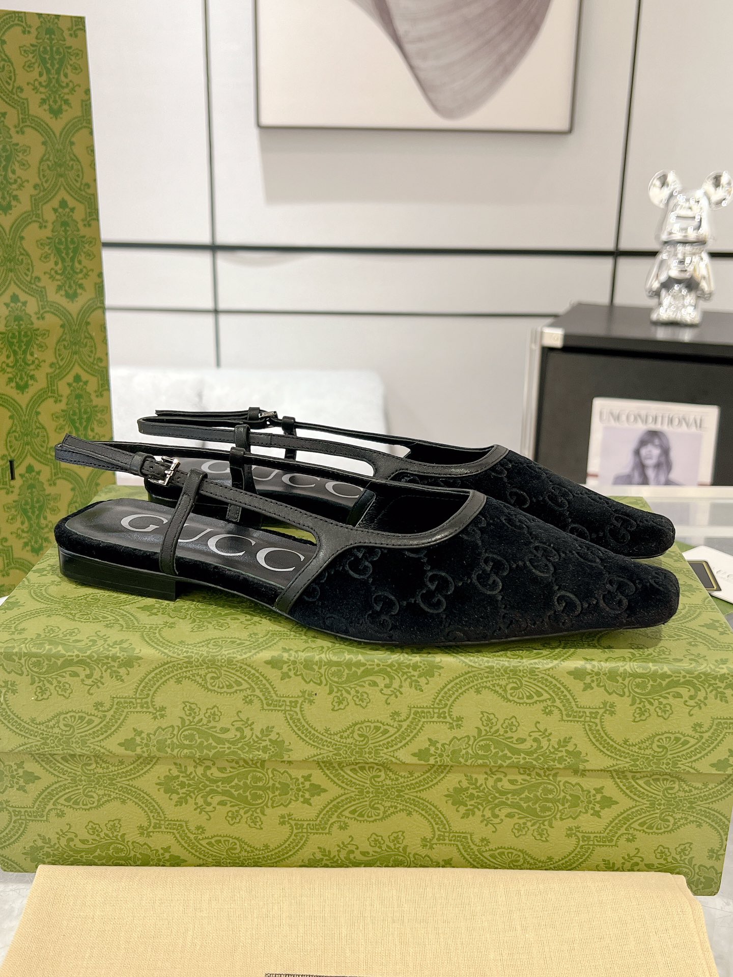 Gucci Velvet Back-Laced Sandals