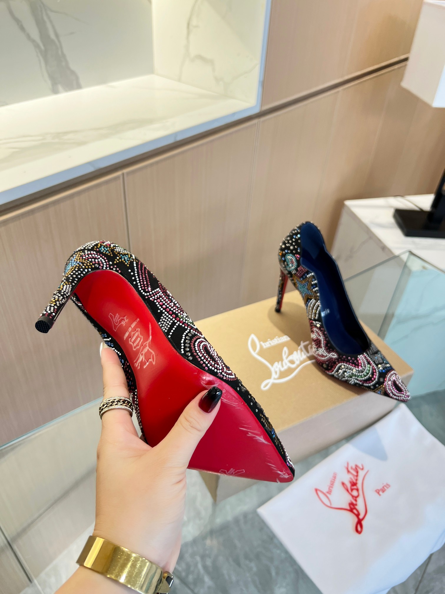 Christian Louboutin Colorful Diamond Stiletto Heels