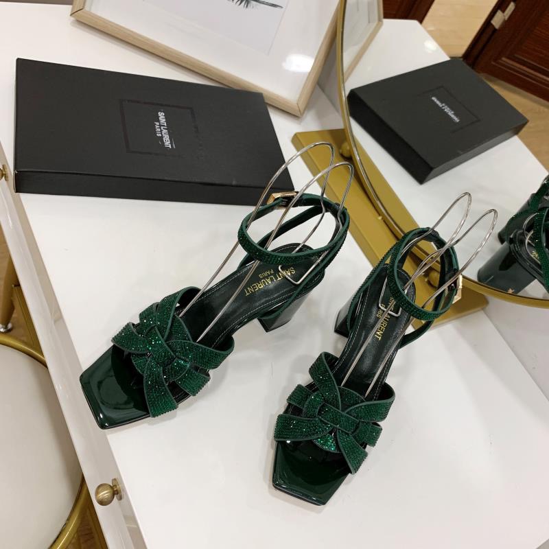 Saint Laurent YSL Diamond-Accented Strap Sandals