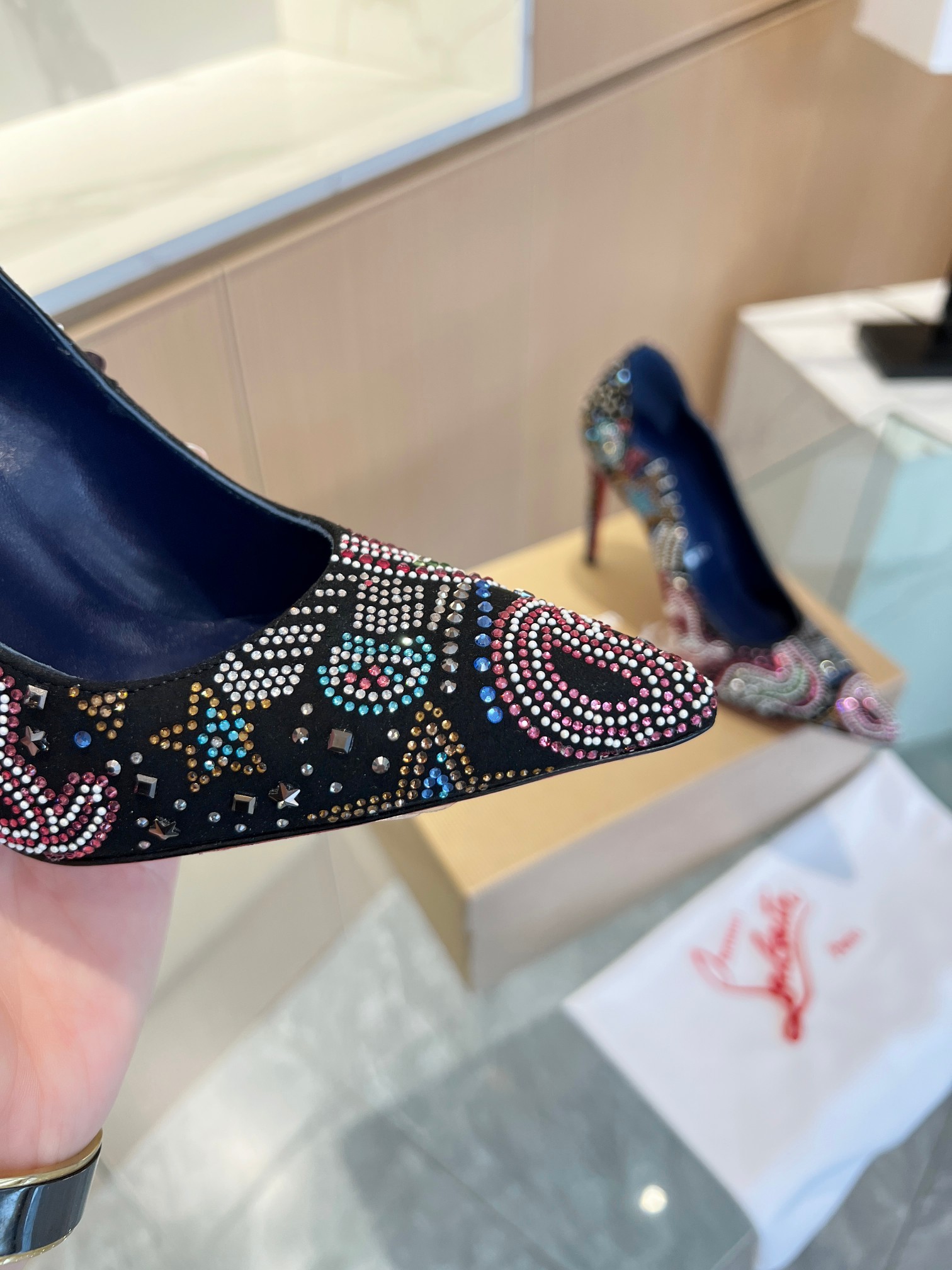 Christian Louboutin Colorful Diamond Stiletto Heels