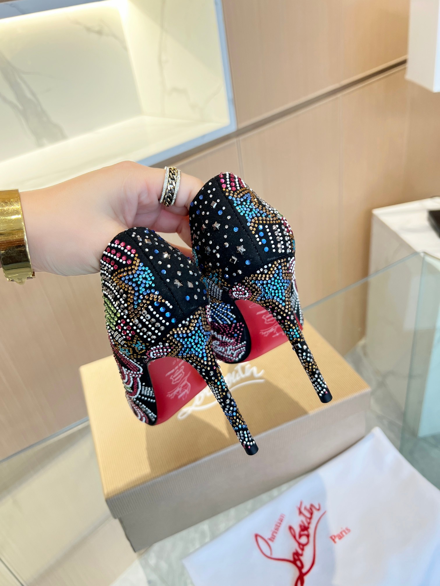 Christian Louboutin Colorful Diamond Stiletto Heels