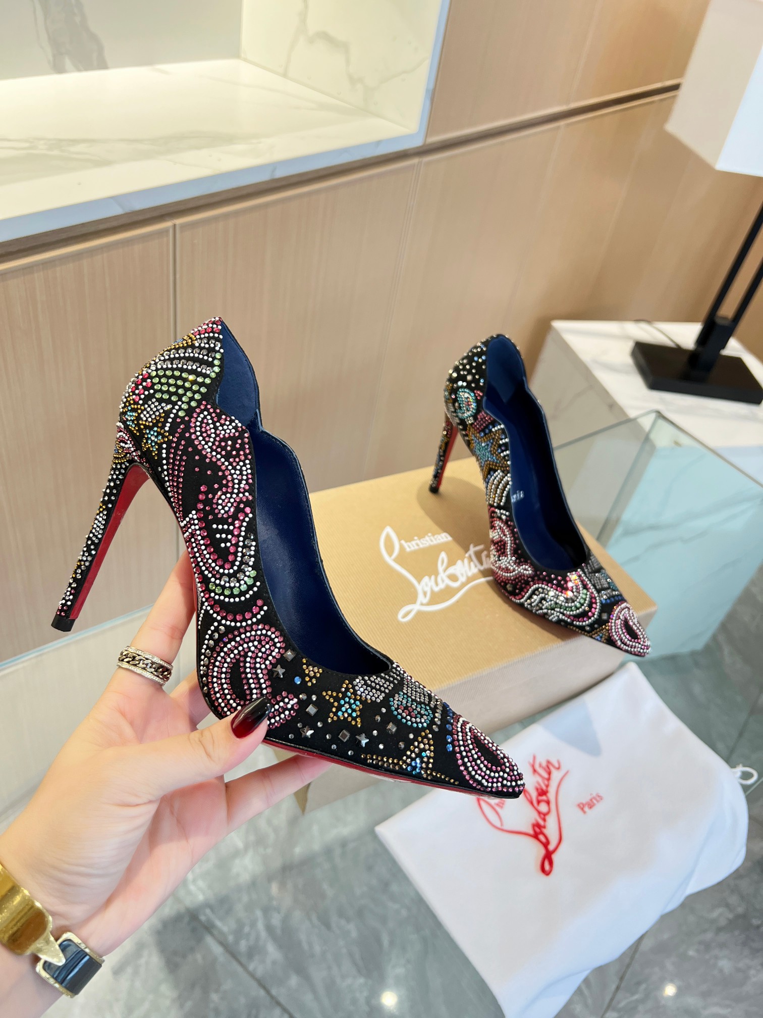 Christian Louboutin Colorful Diamond Stiletto Heels