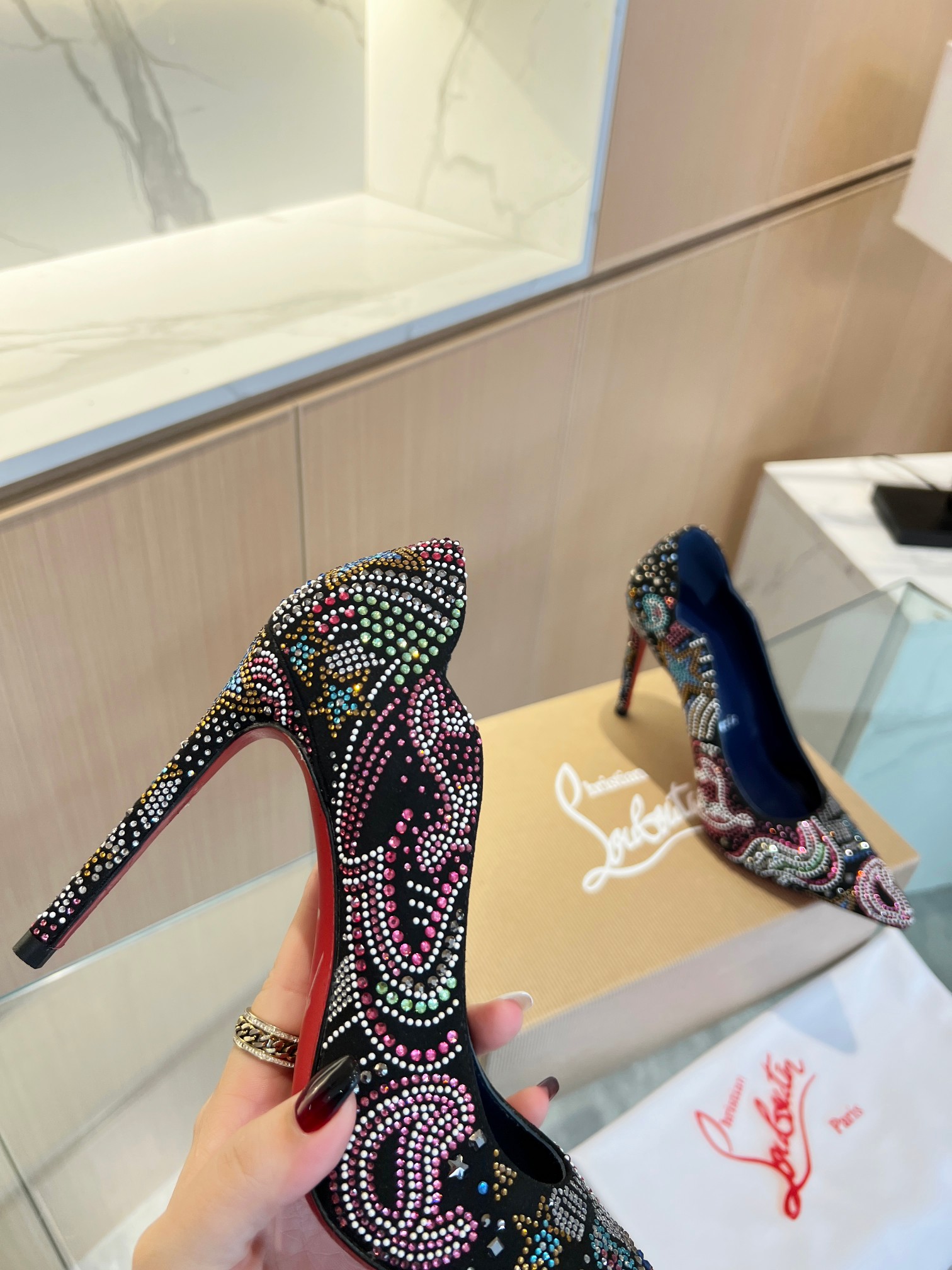 Christian Louboutin Colorful Diamond Stiletto Heels