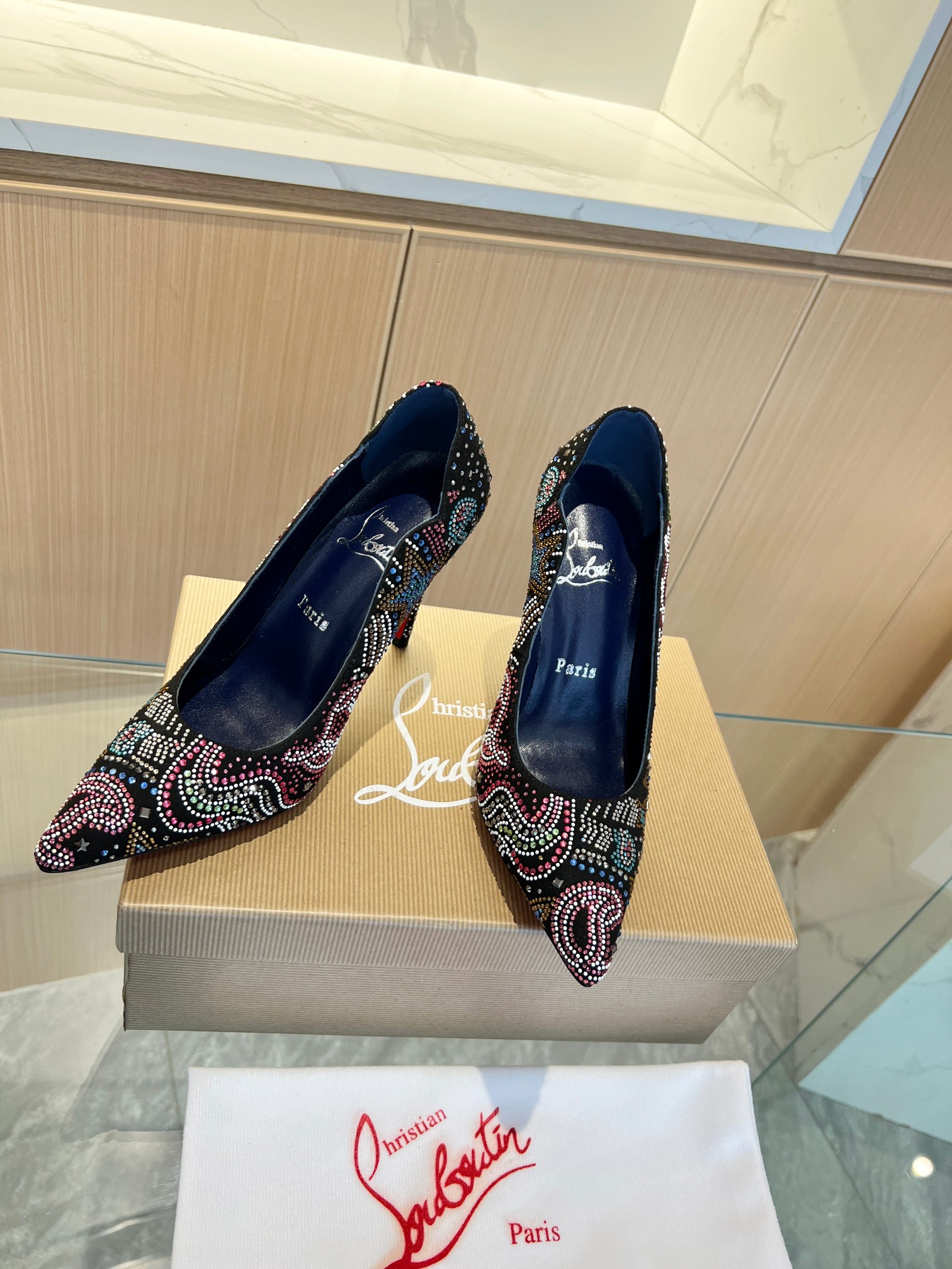 Christian Louboutin Colorful Diamond Stiletto Heels