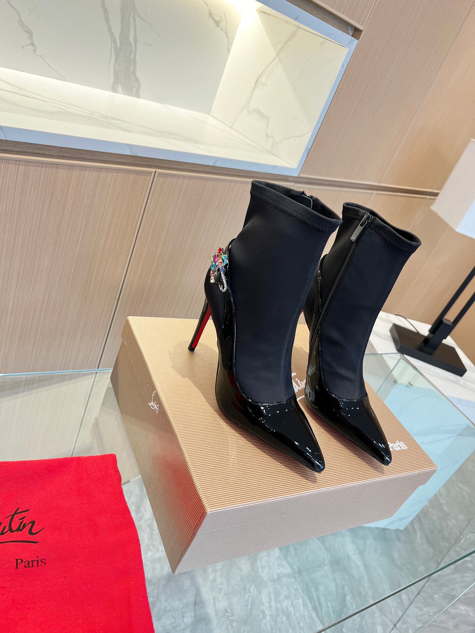Christian Louboutin Patent Leather Ankle Boots