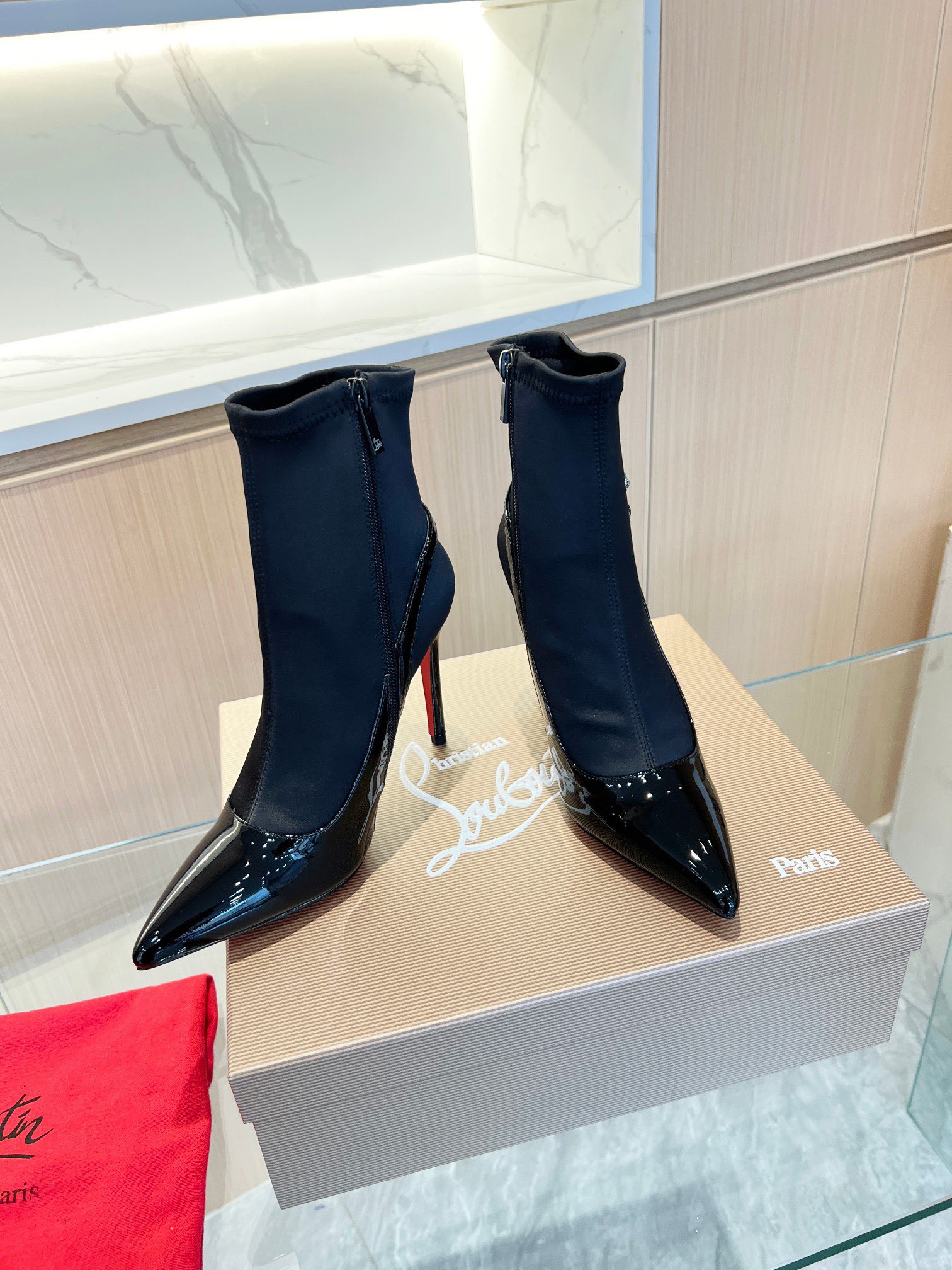Christian Louboutin Patent Leather Ankle Boots