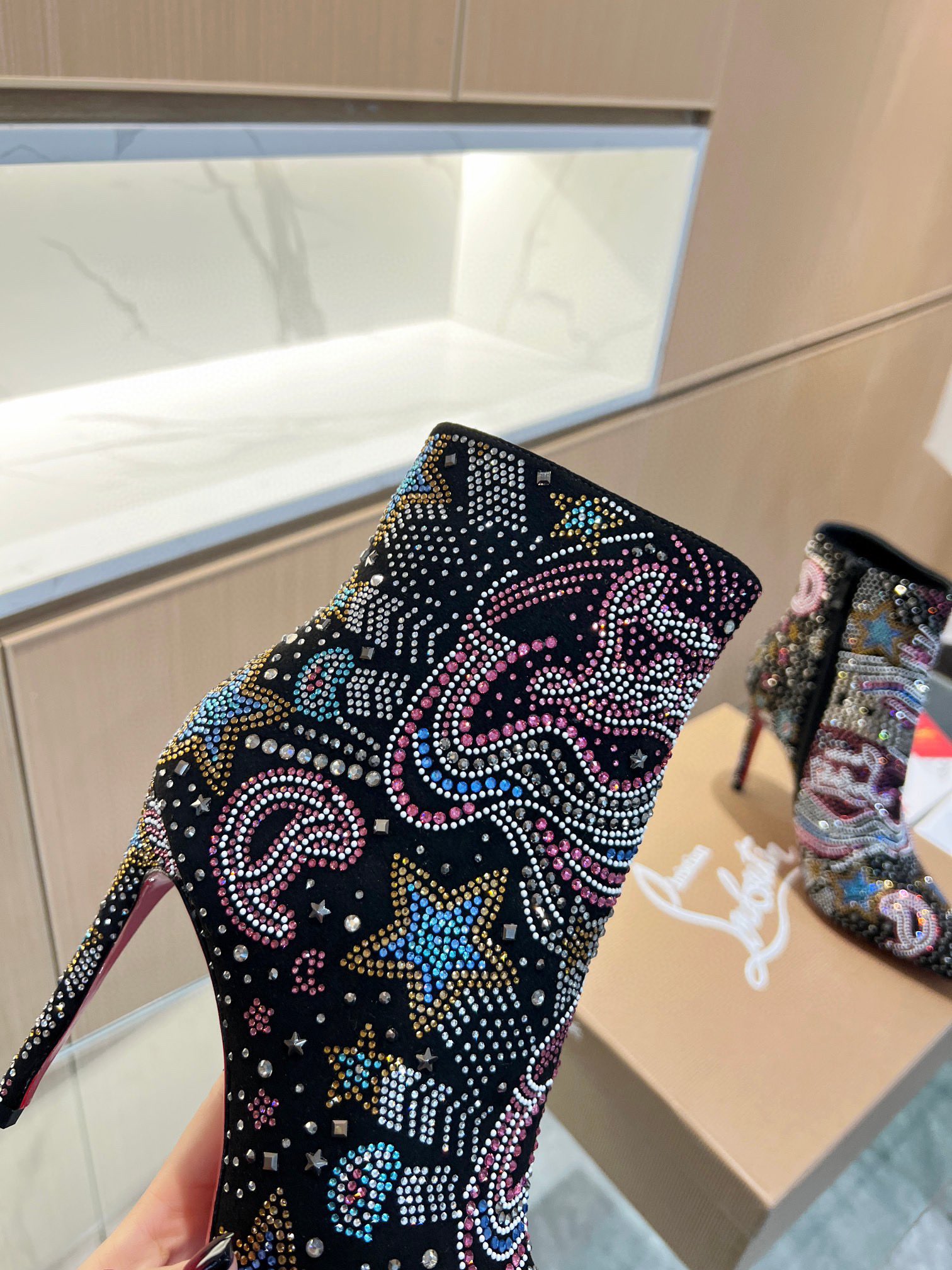 Christian Louboutin Colorful Diamond-Inspired Ankle Boots