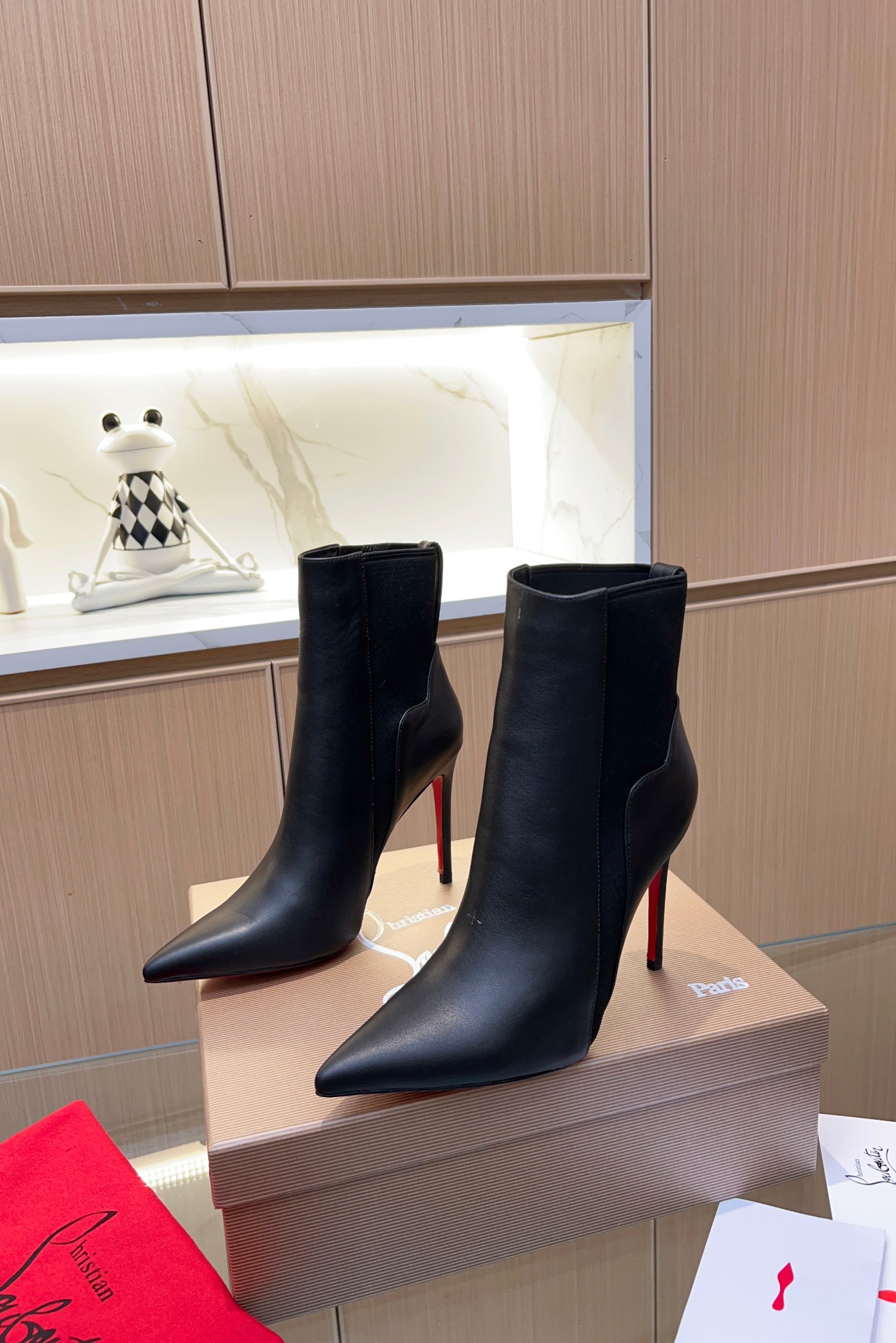 Christian Louboutin Leather Short High-Heel Boots