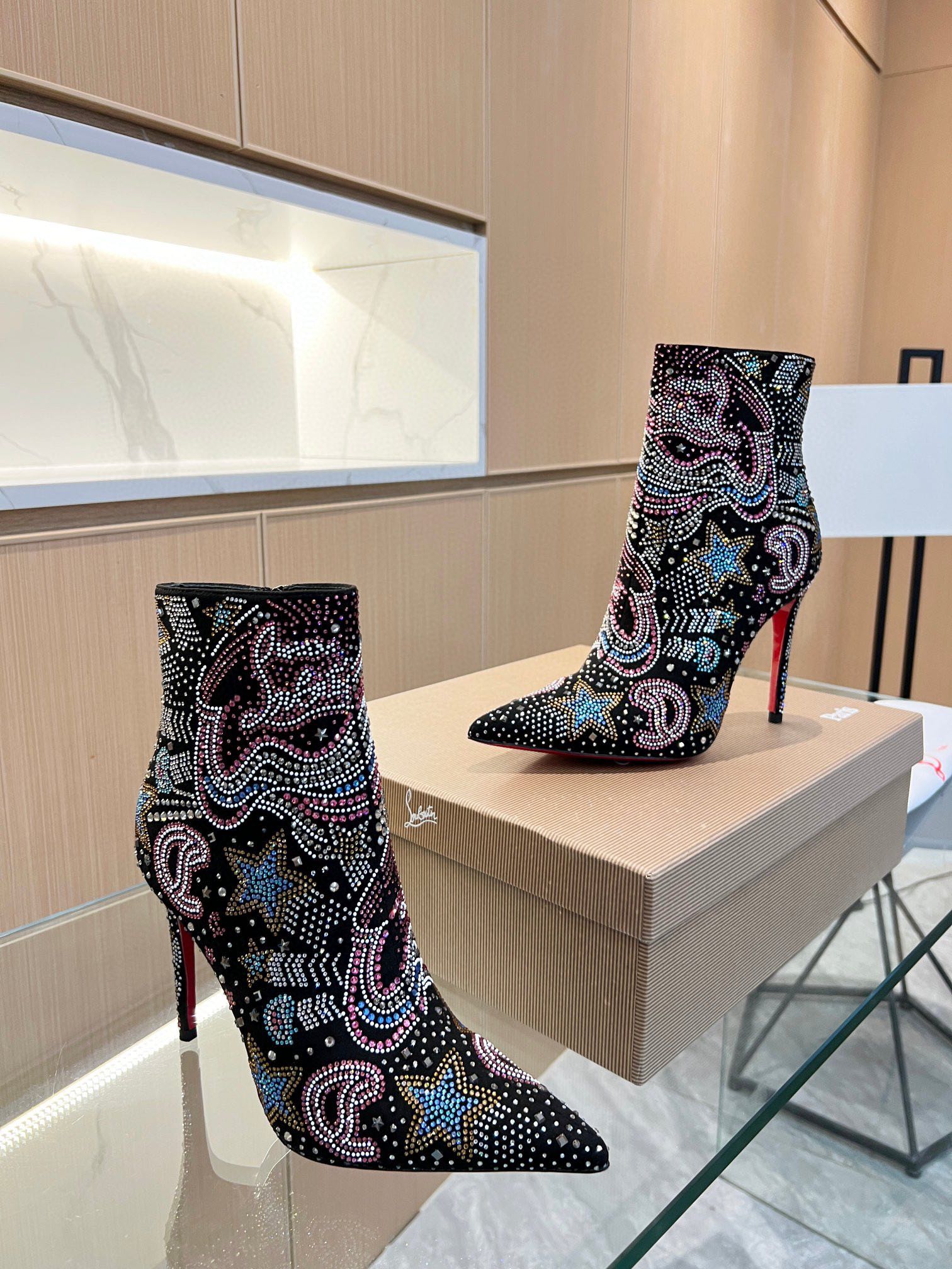 Christian Louboutin Colorful Diamond-Inspired Ankle Boots