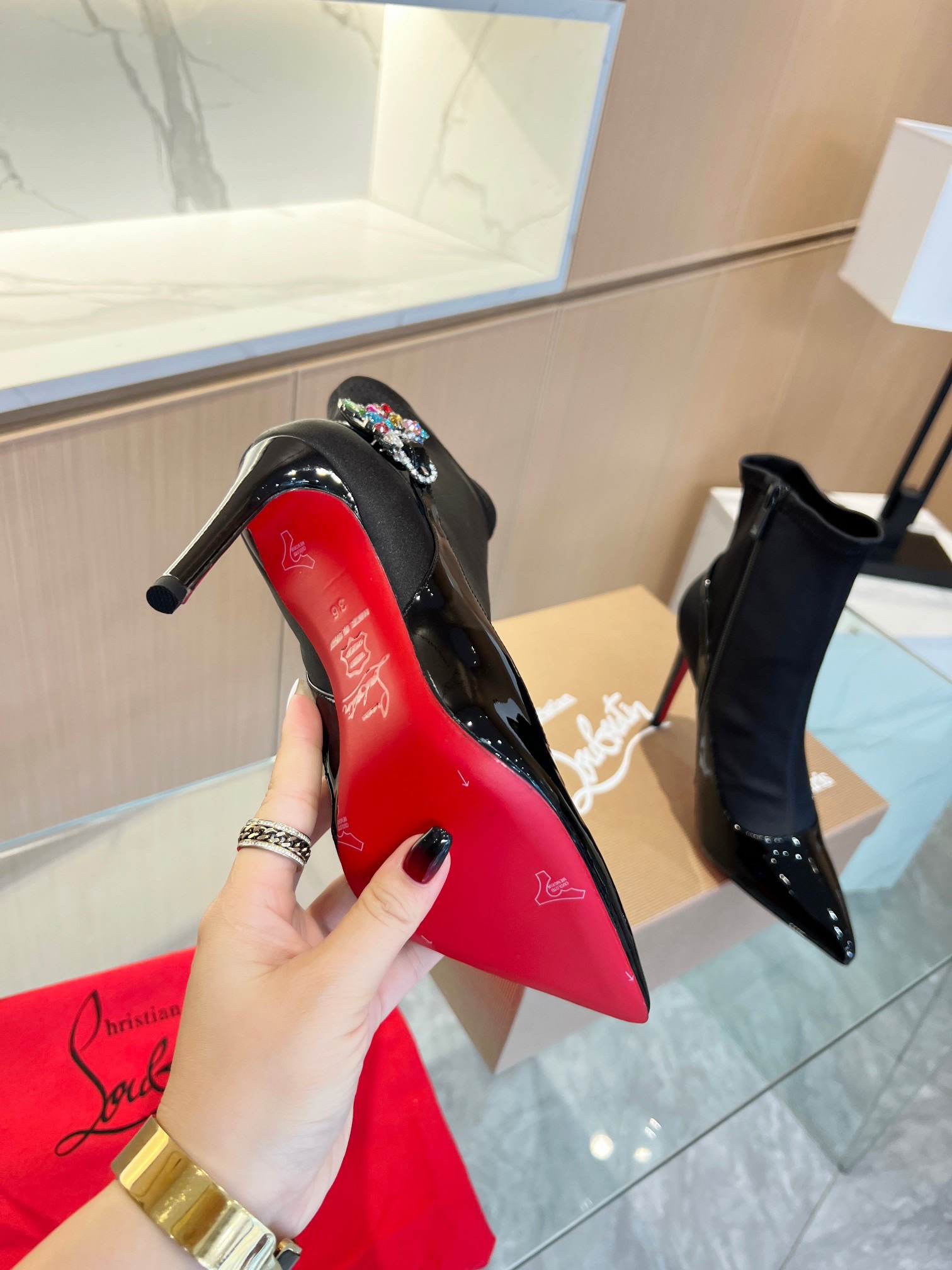 Christian Louboutin Patent Leather Ankle Boots