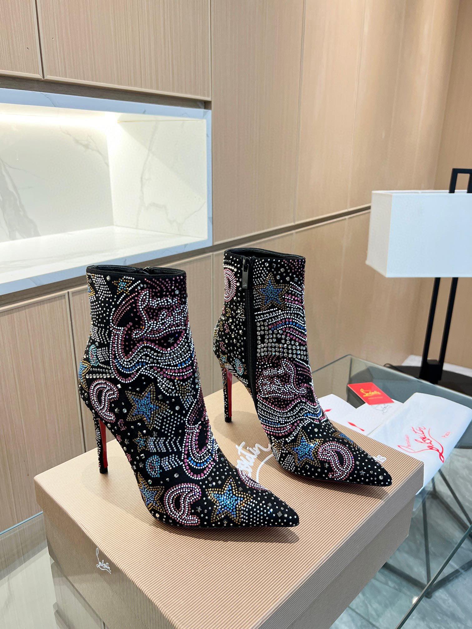 Christian Louboutin Colorful Diamond-Inspired Ankle Boots