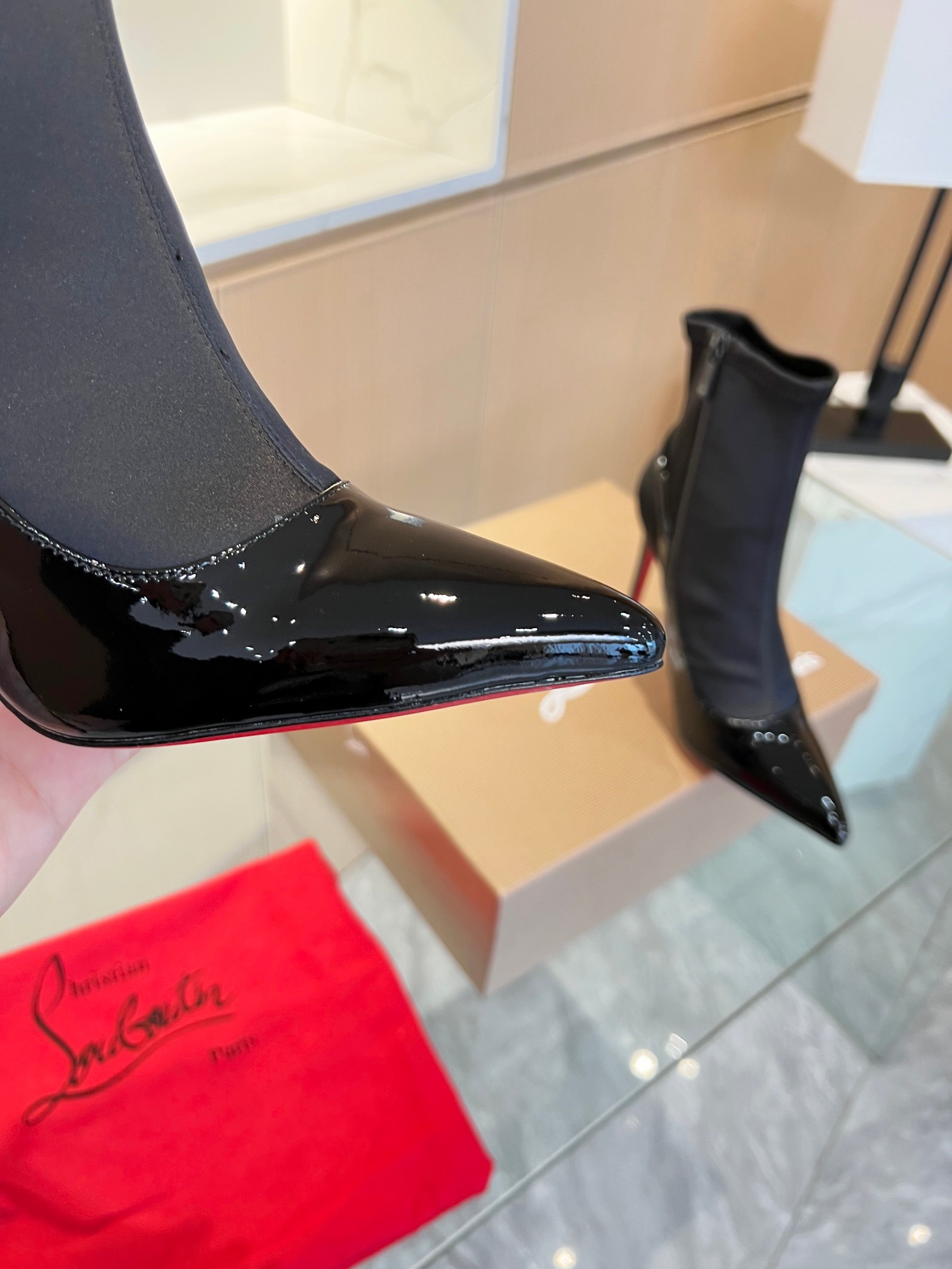 Christian Louboutin Patent Leather Ankle Boots