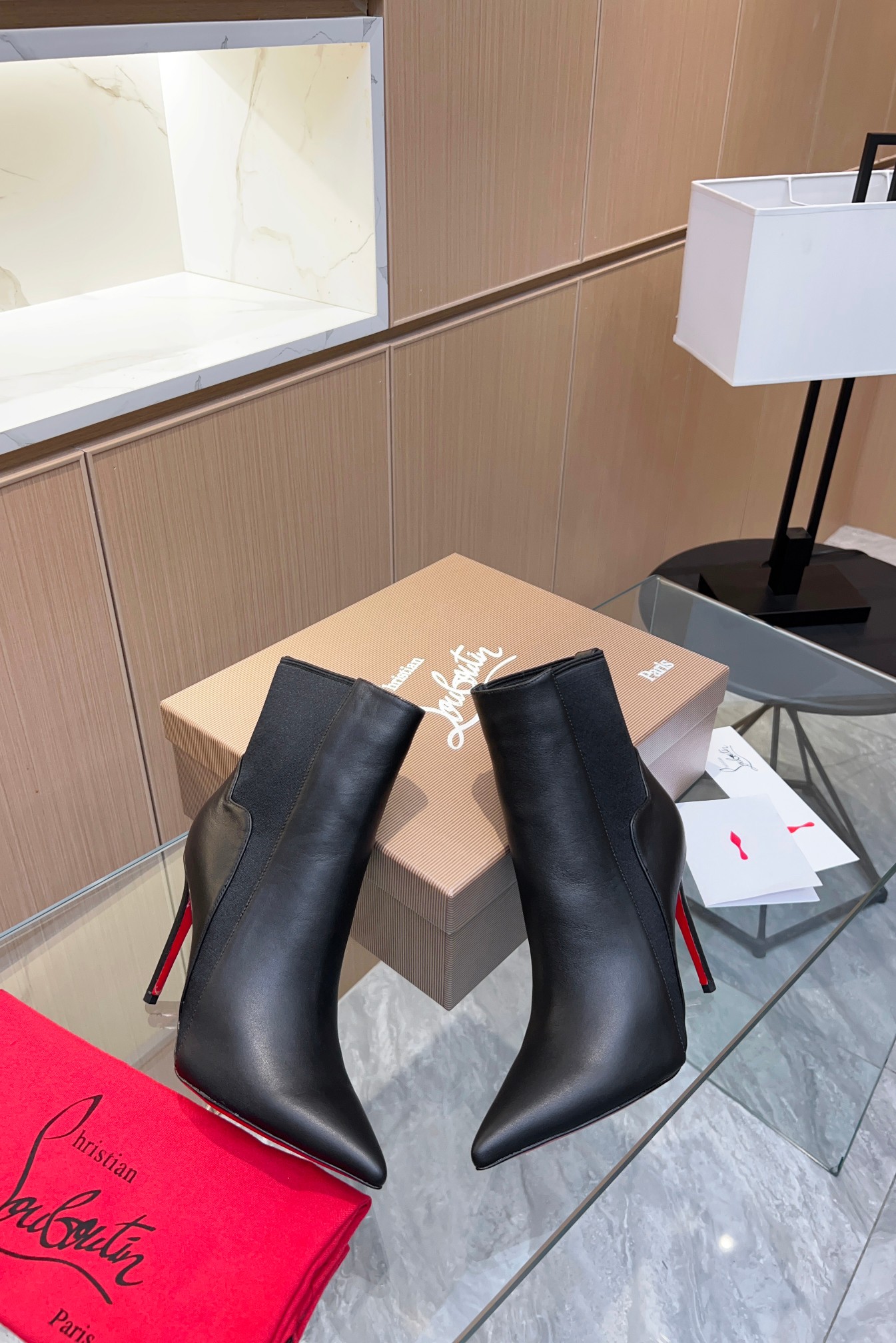 Christian Louboutin Leather Short High-Heel Boots