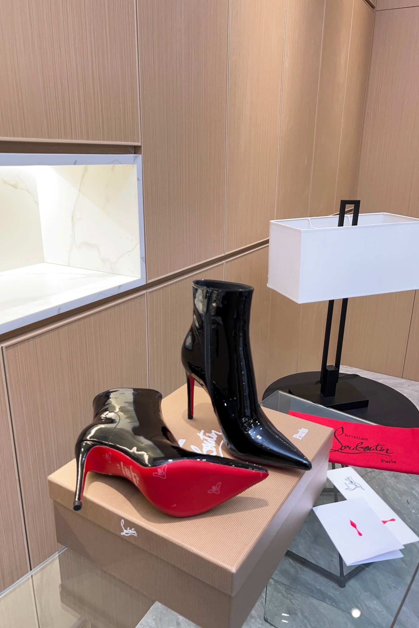 Christian Louboutin Patent Leather Short High-Heel Boots