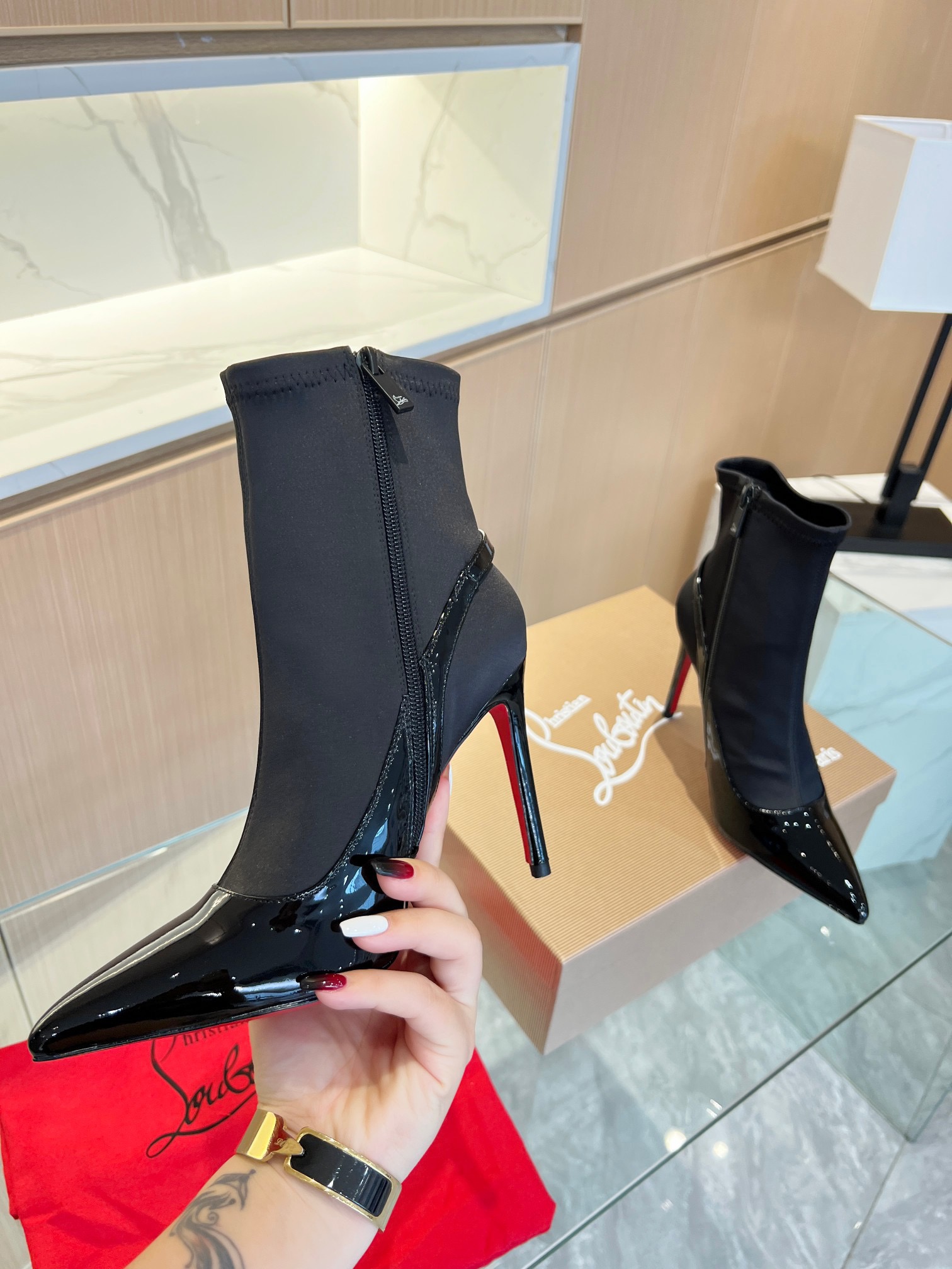 Christian Louboutin Patent Leather Ankle Boots