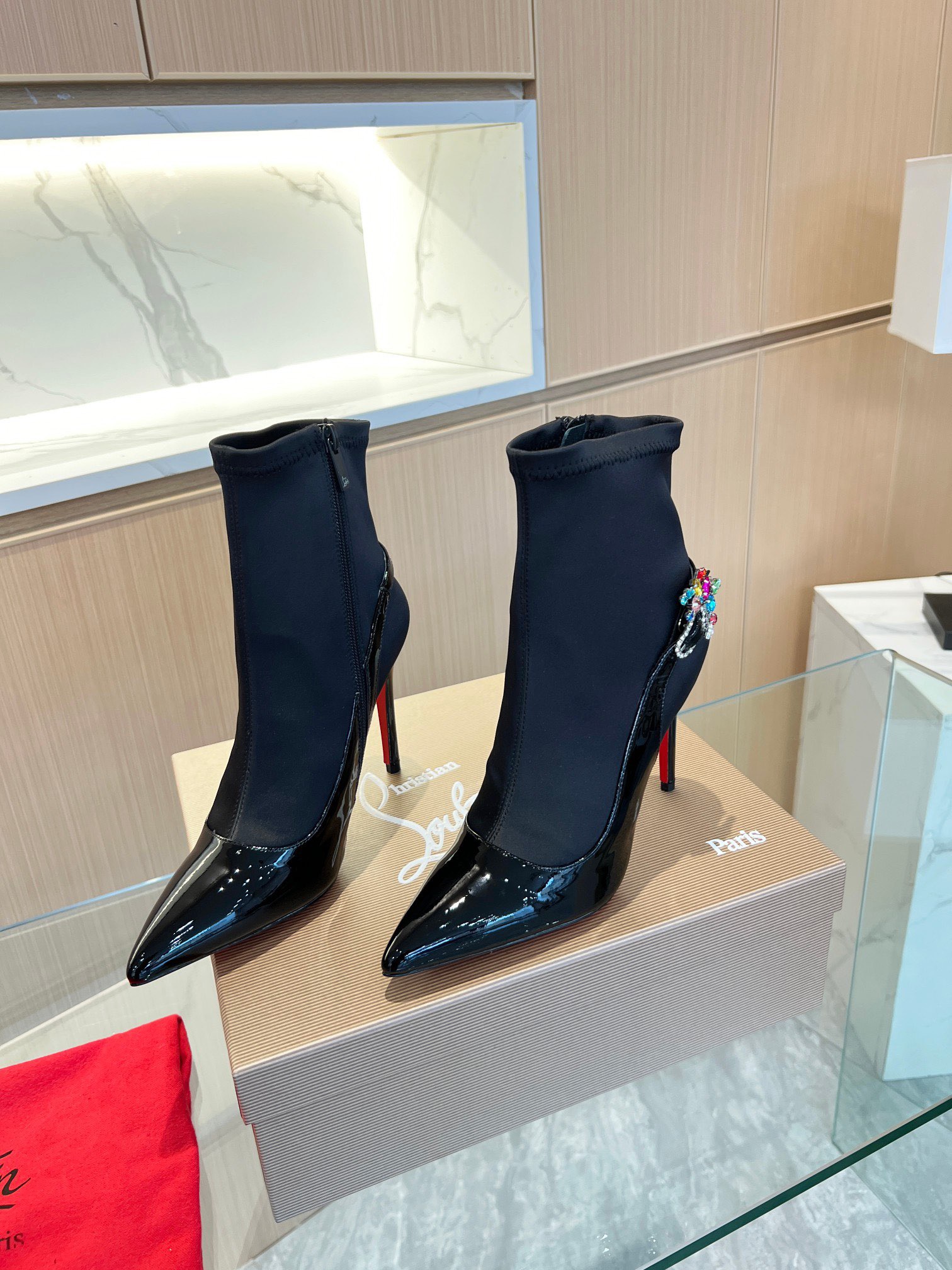 Christian Louboutin Patent Leather Ankle Boots