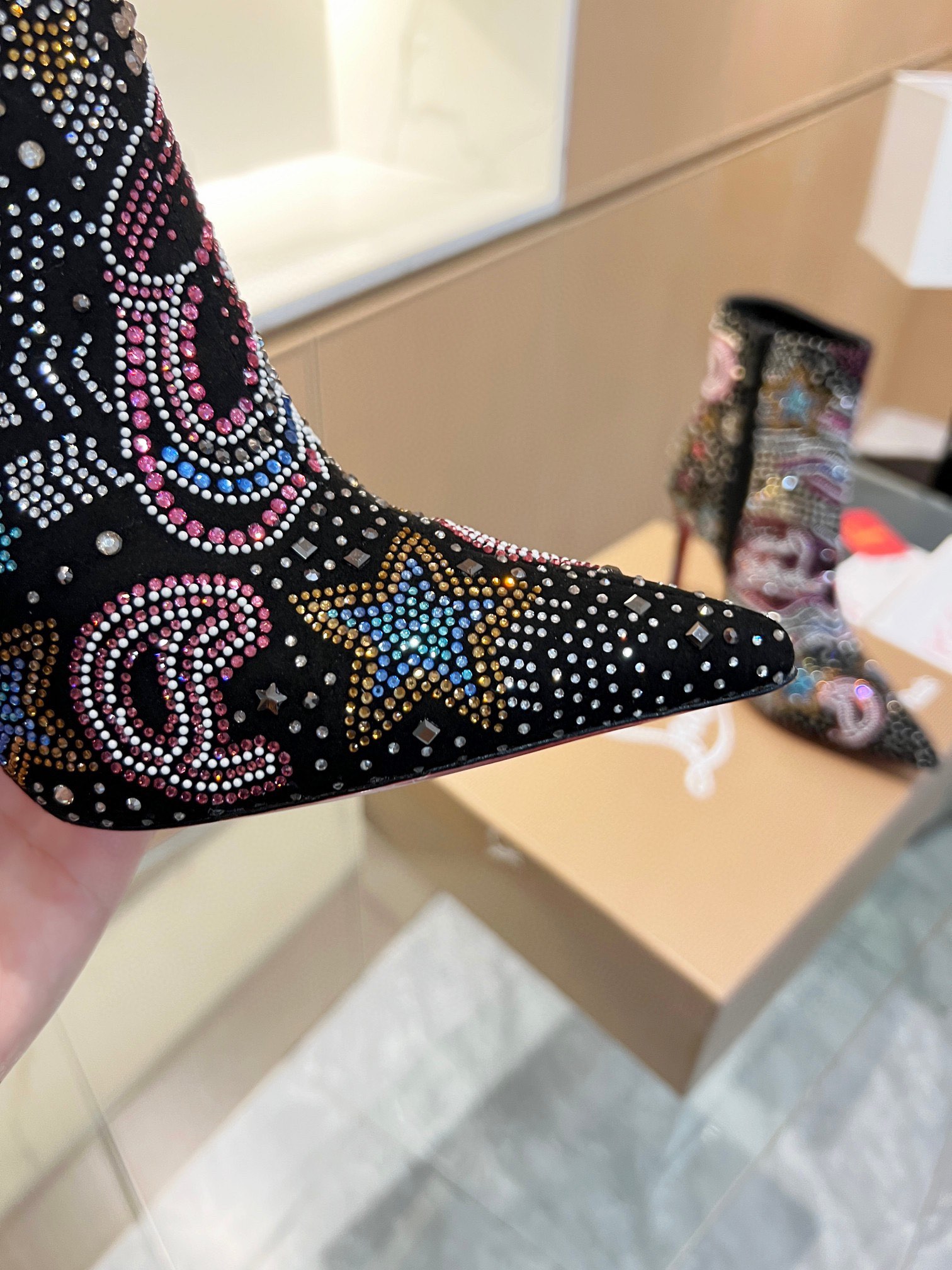 Christian Louboutin Colorful Diamond-Inspired Ankle Boots