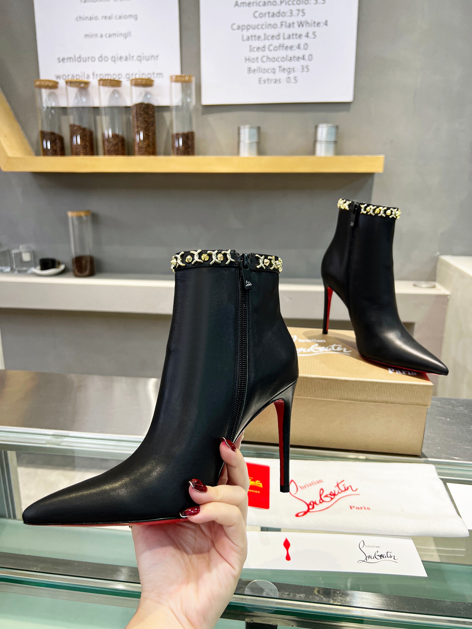Christian Louboutin Leather Short High-Heel Boots
