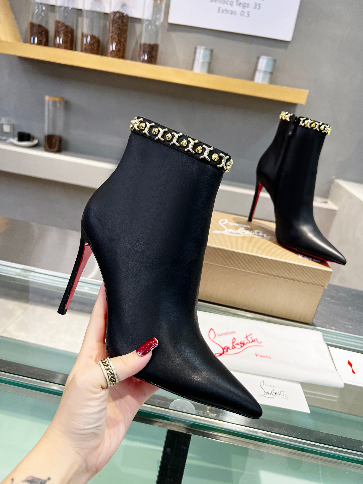 Christian Louboutin Leather Short High-Heel Boots