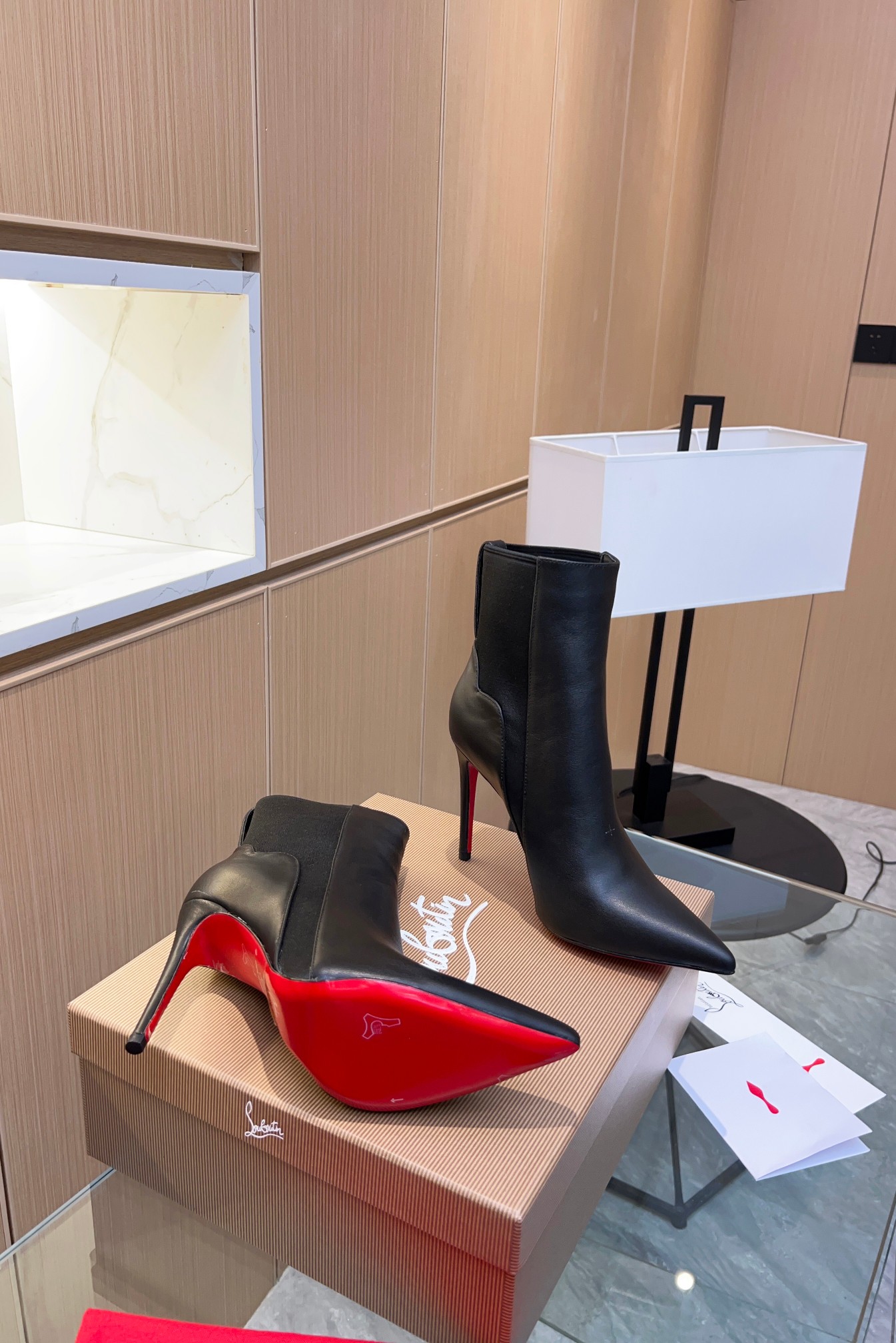 Christian Louboutin Leather Short High-Heel Boots