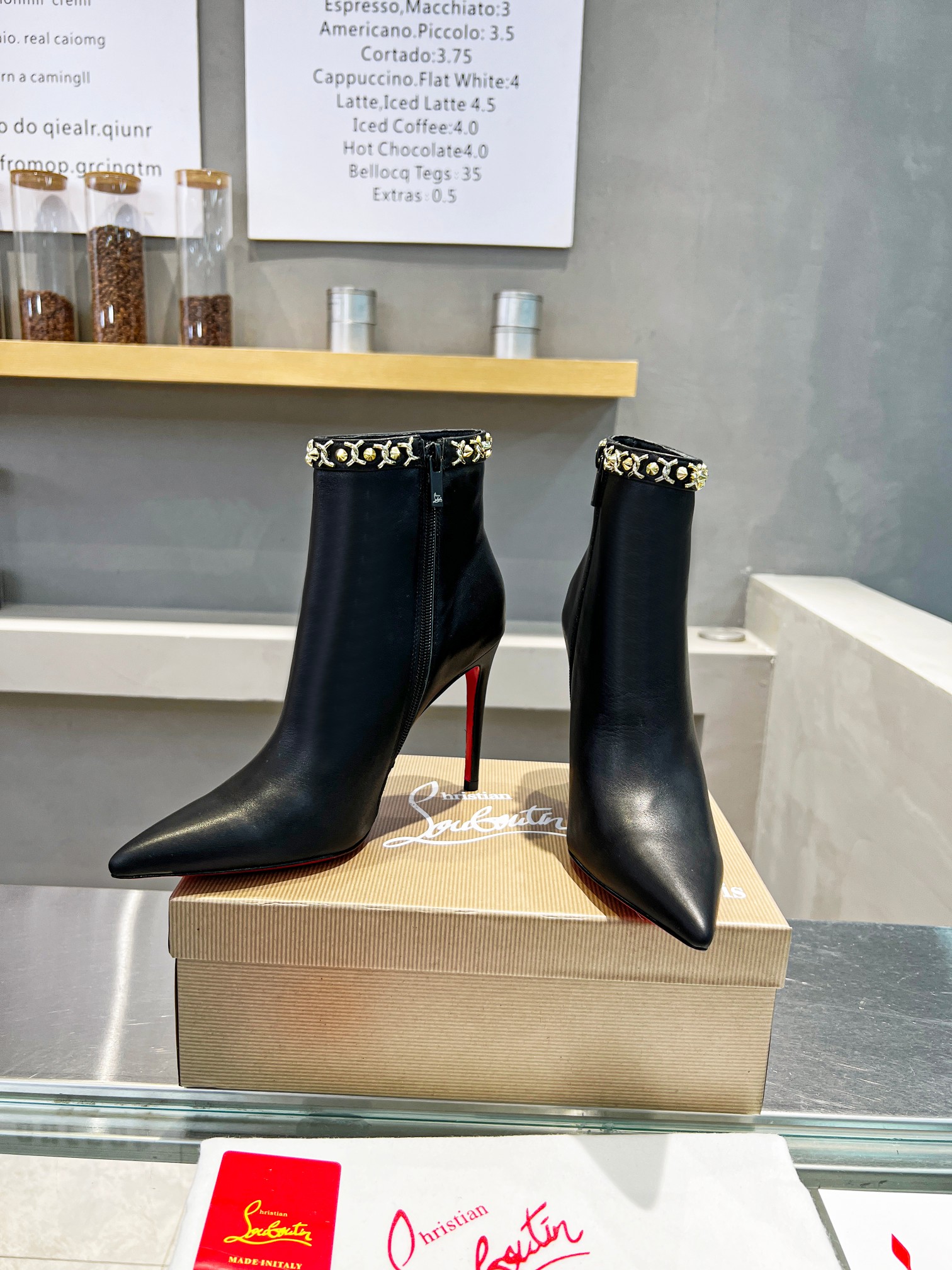 Christian Louboutin Leather Short High-Heel Boots