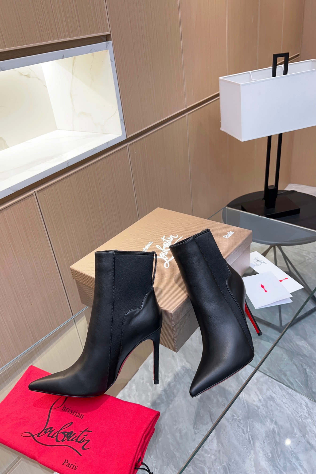 Christian Louboutin Leather Short High-Heel Boots